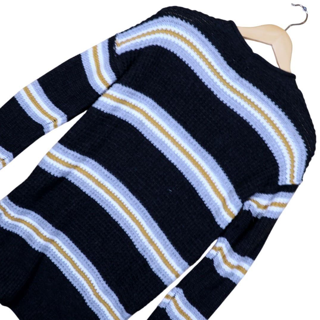 Hippie Rose Striped Knit Sweater Black White Yellow Gray Long Sleeve Size S - Thumbnail 4