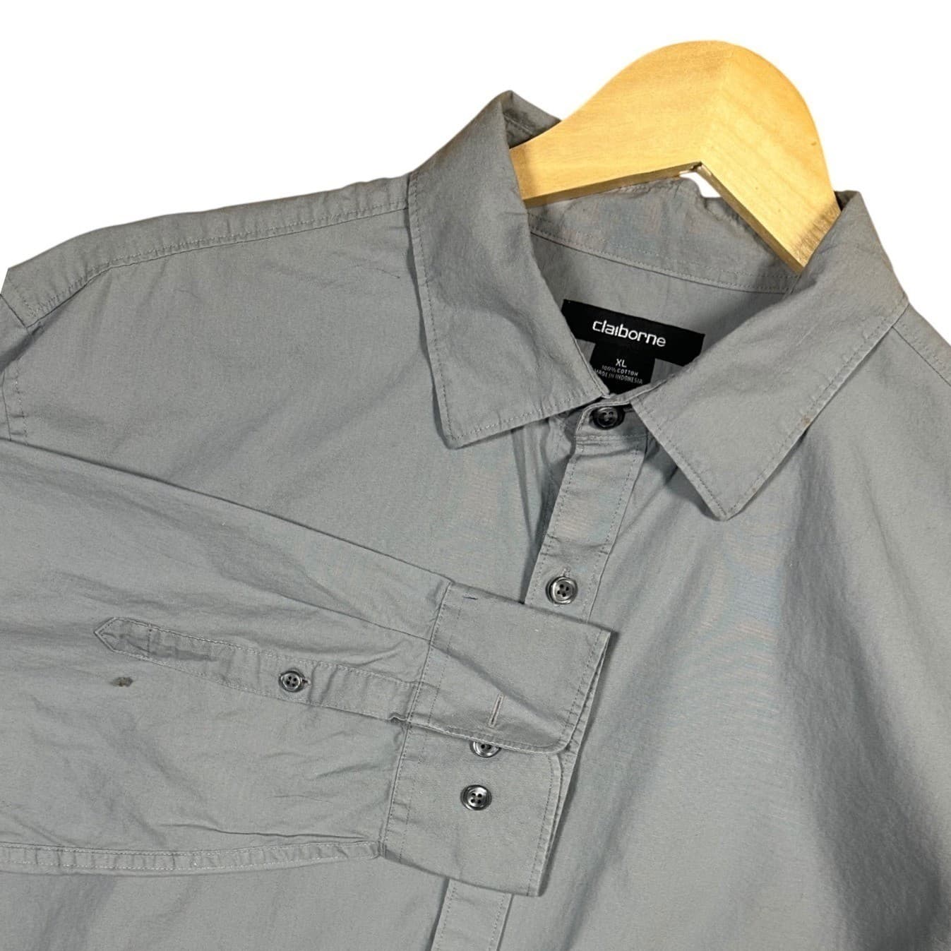 Claiborne Mens XL Gray Long Sleeve Button Down Shirt - Thumbnail 3