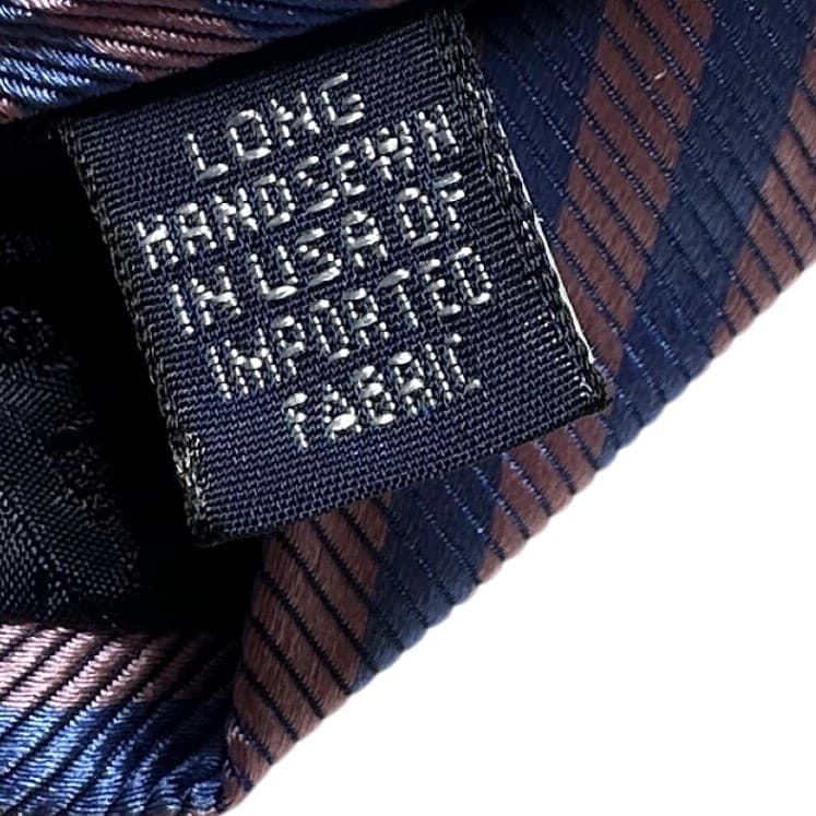 Lands' End Silk Necktie Mens Long Blue Pink New Striped Handsewn Made in USA - Thumbnail 6