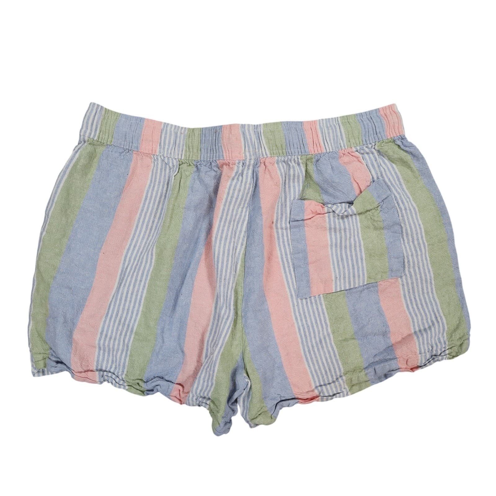 Como Vintage Shorts Womens XL Multi Pastel Striped Linen Rayon Drawstring Casual - Thumbnail 2