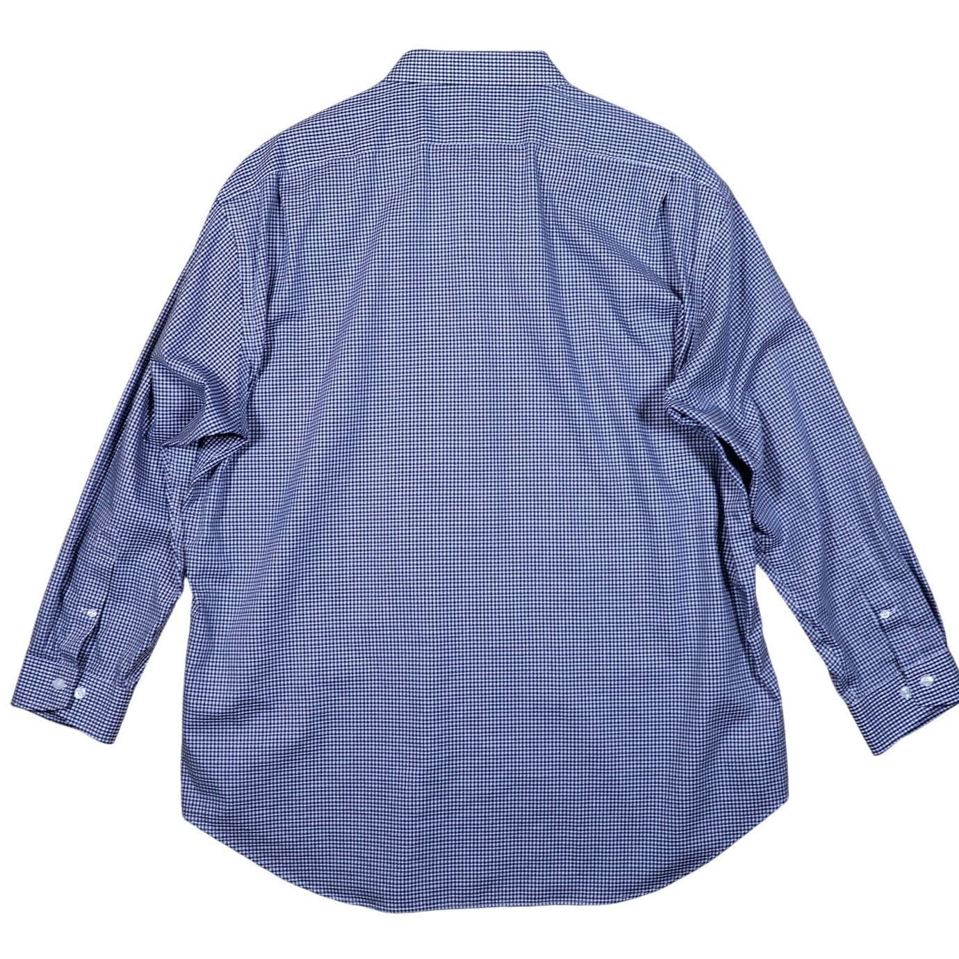 Esquire Slim Fit Non Iron Gingham Dress Shirt Blue White Mens Size XXL 18-32/33 - Thumbnail 2
