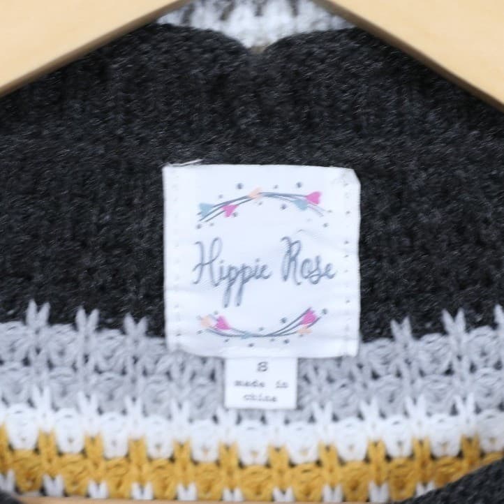 Hippie Rose Striped Knit Sweater Black White Yellow Gray Long Sleeve Size S - Thumbnail 7