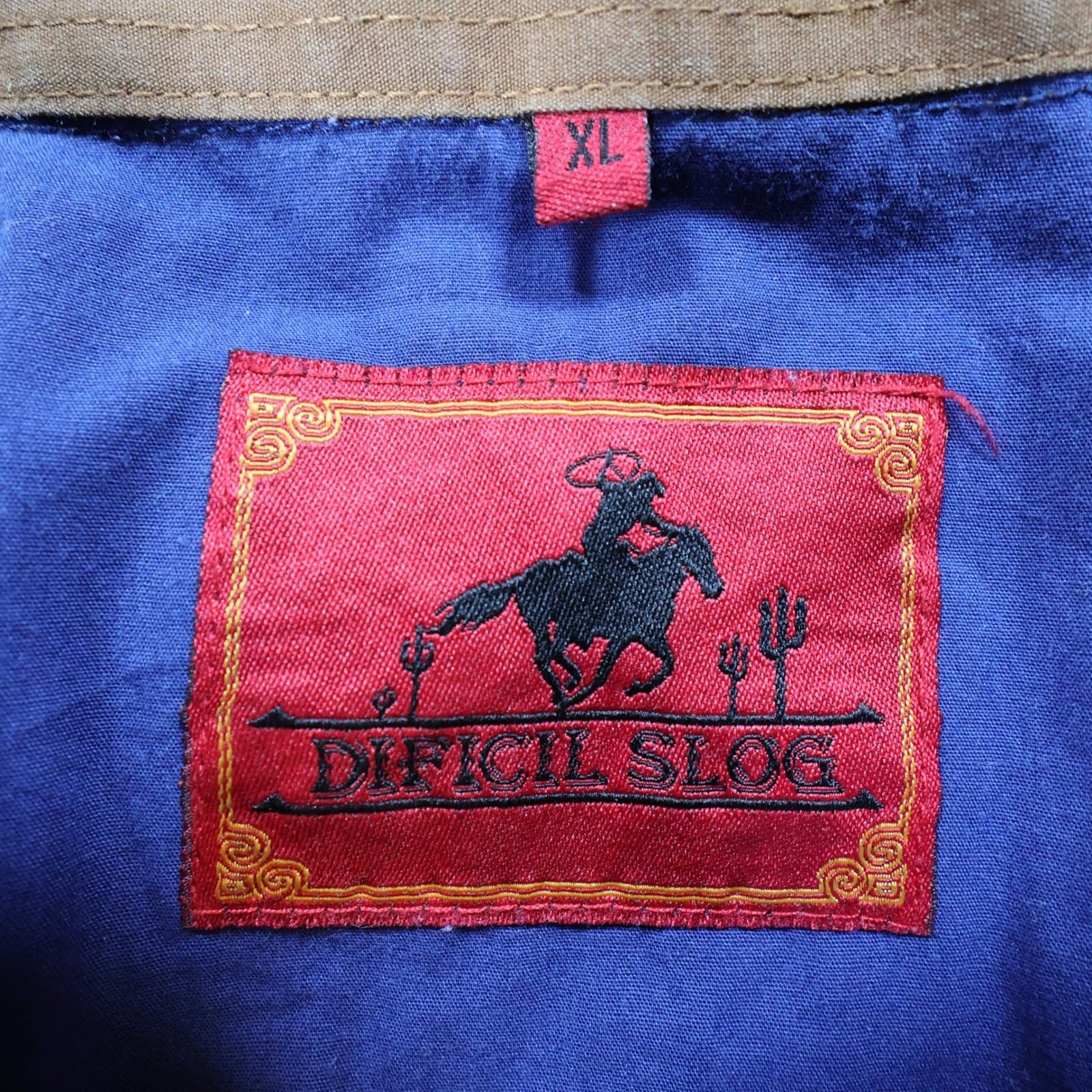 Dificil Slog Western Shirt Mens XL Blue Cotton Blend Embroidered Pearl Snap - Thumbnail 7