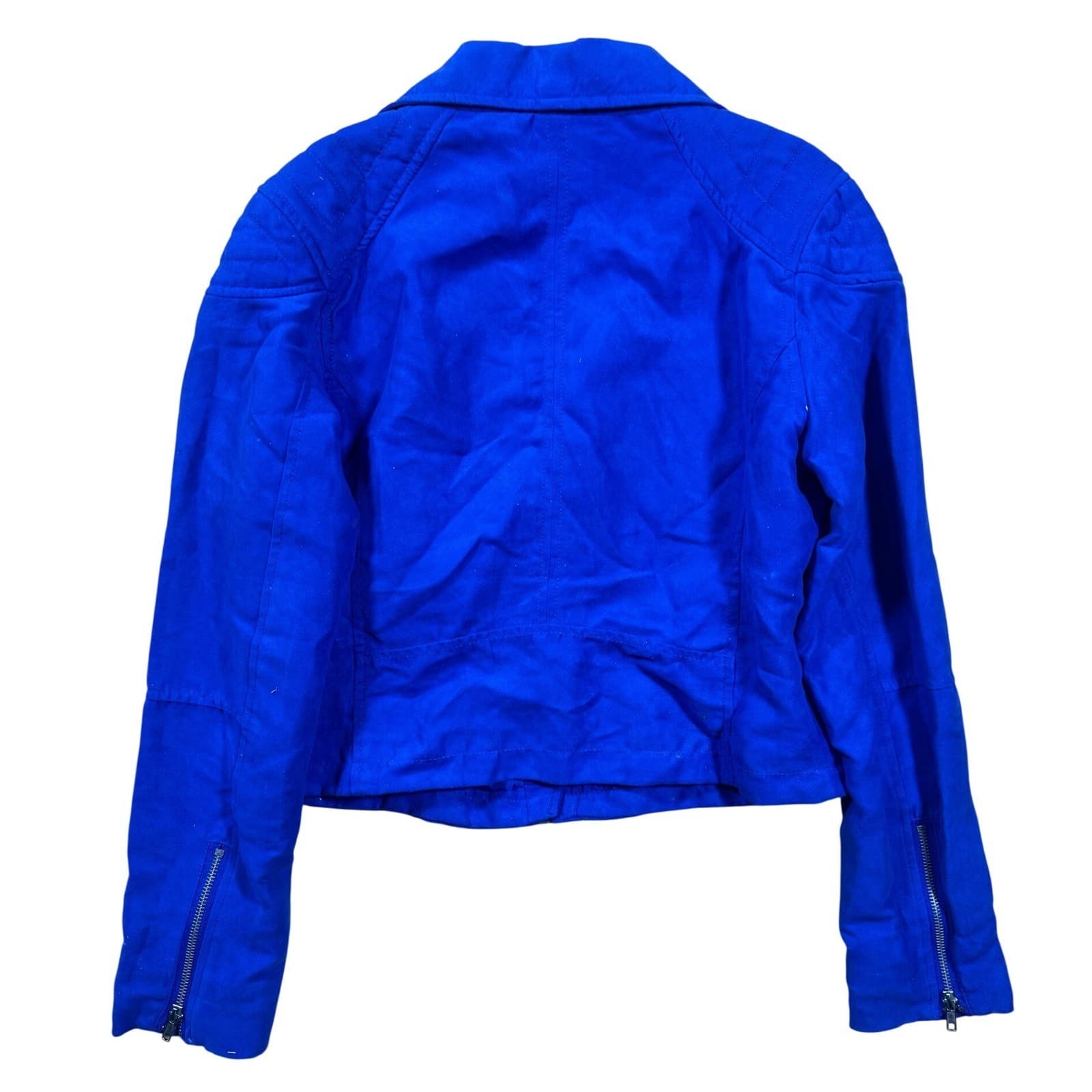 DIVIDED by H&M Blue Faux Suede Moto Jacket Women's Size 12 - Thumbnail 2