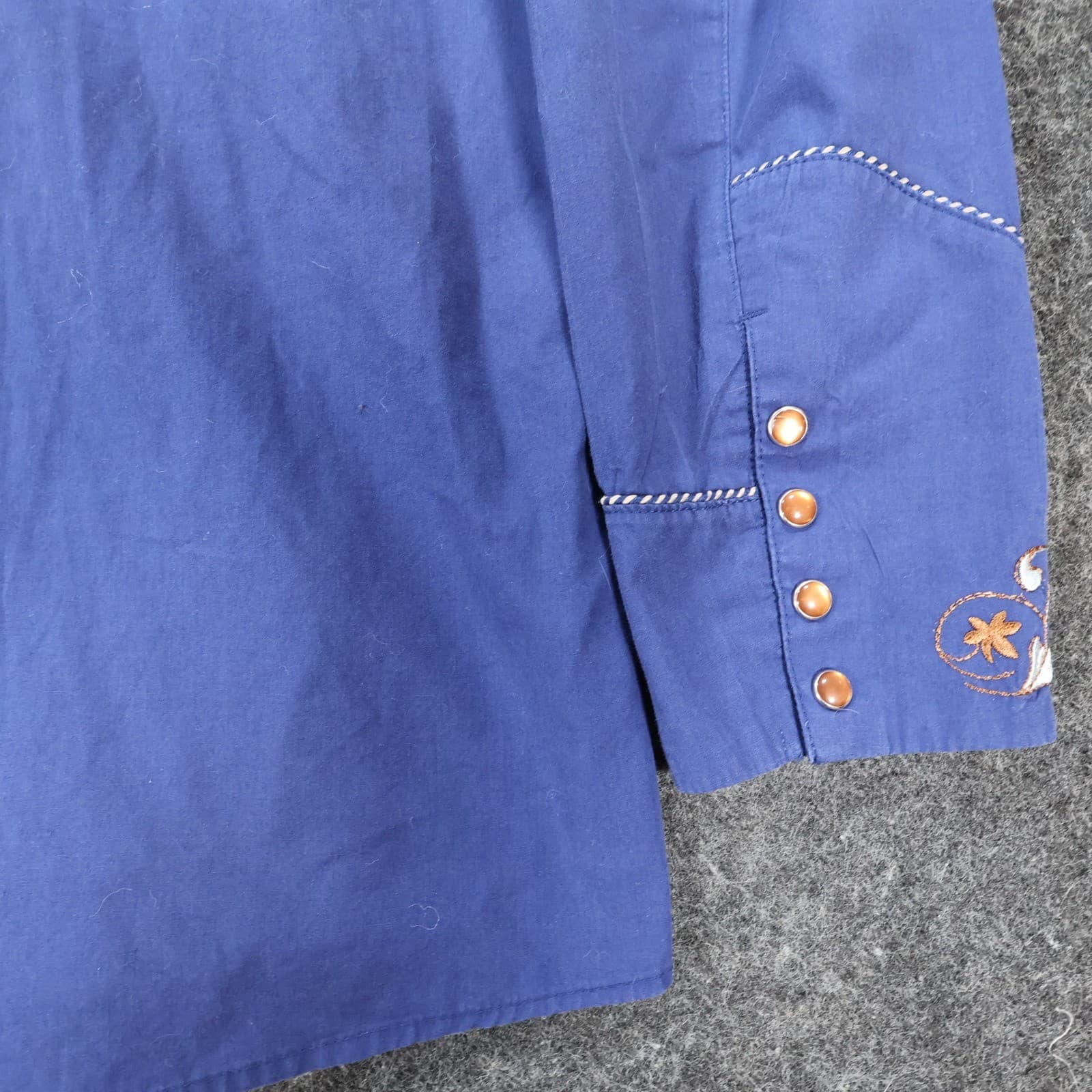 Dificil Slog Western Shirt Mens XL Blue Cotton Blend Embroidered Pearl Snap - Thumbnail 10