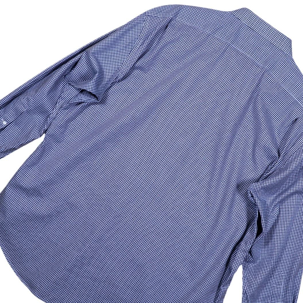 Esquire Slim Fit Non Iron Gingham Dress Shirt Blue White Mens Size XXL 18-32/33 - Thumbnail 4