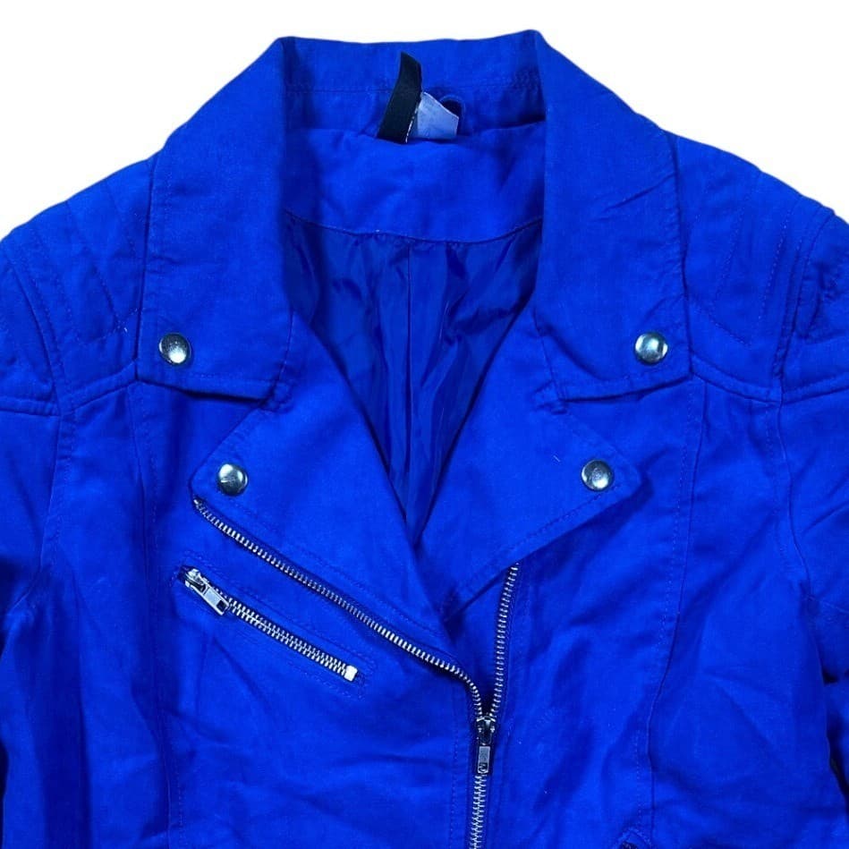 DIVIDED by H&M Blue Faux Suede Moto Jacket Women's Size 12 - Thumbnail 3