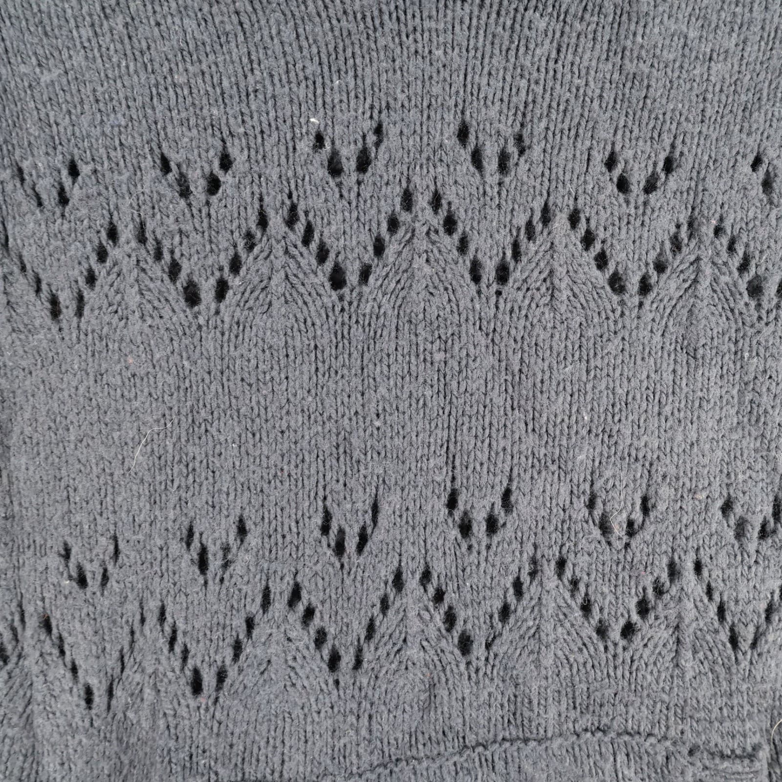 Roxy Knit Hoodie Women Small Navy Blue Acrylic Nylon Pointelle Crochet Pullover - Thumbnail 9