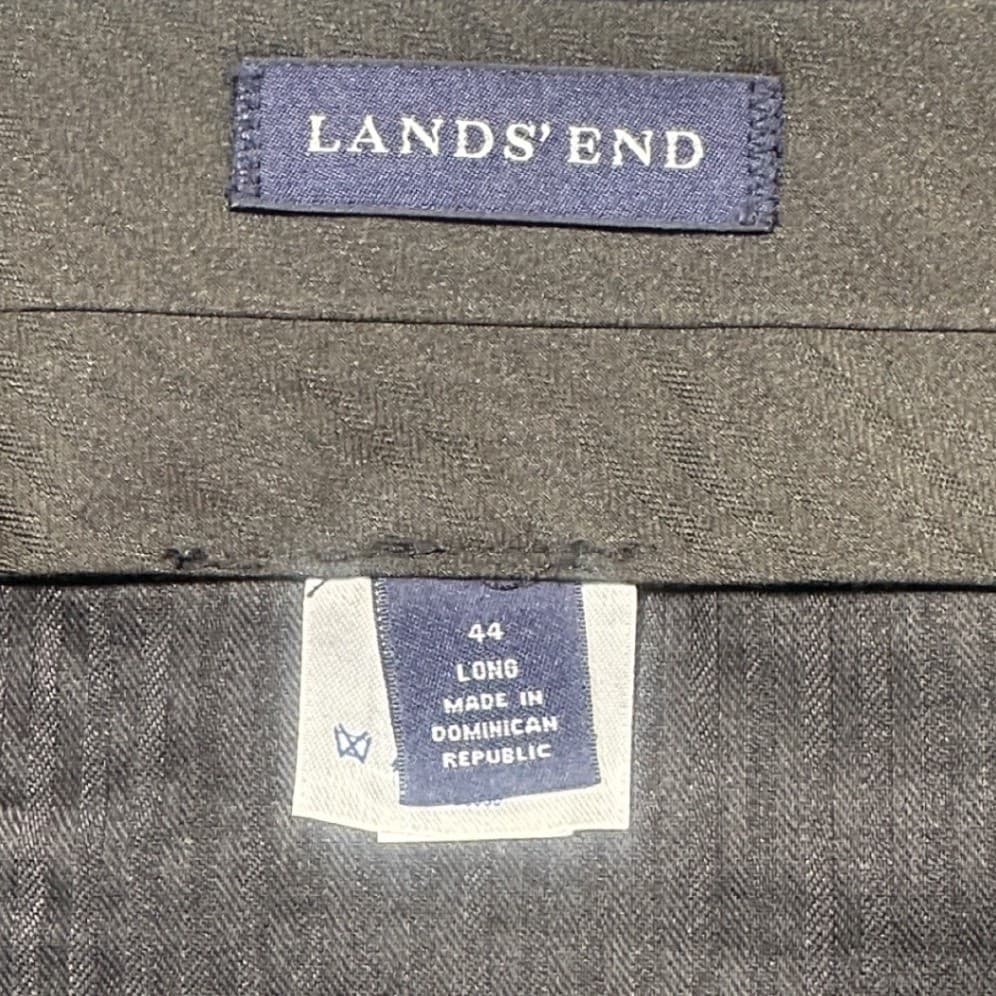 Lands' End Dress Pants Mens 44L Navy Blue Excellent 100% Wool Pleated Front - Thumbnail 7