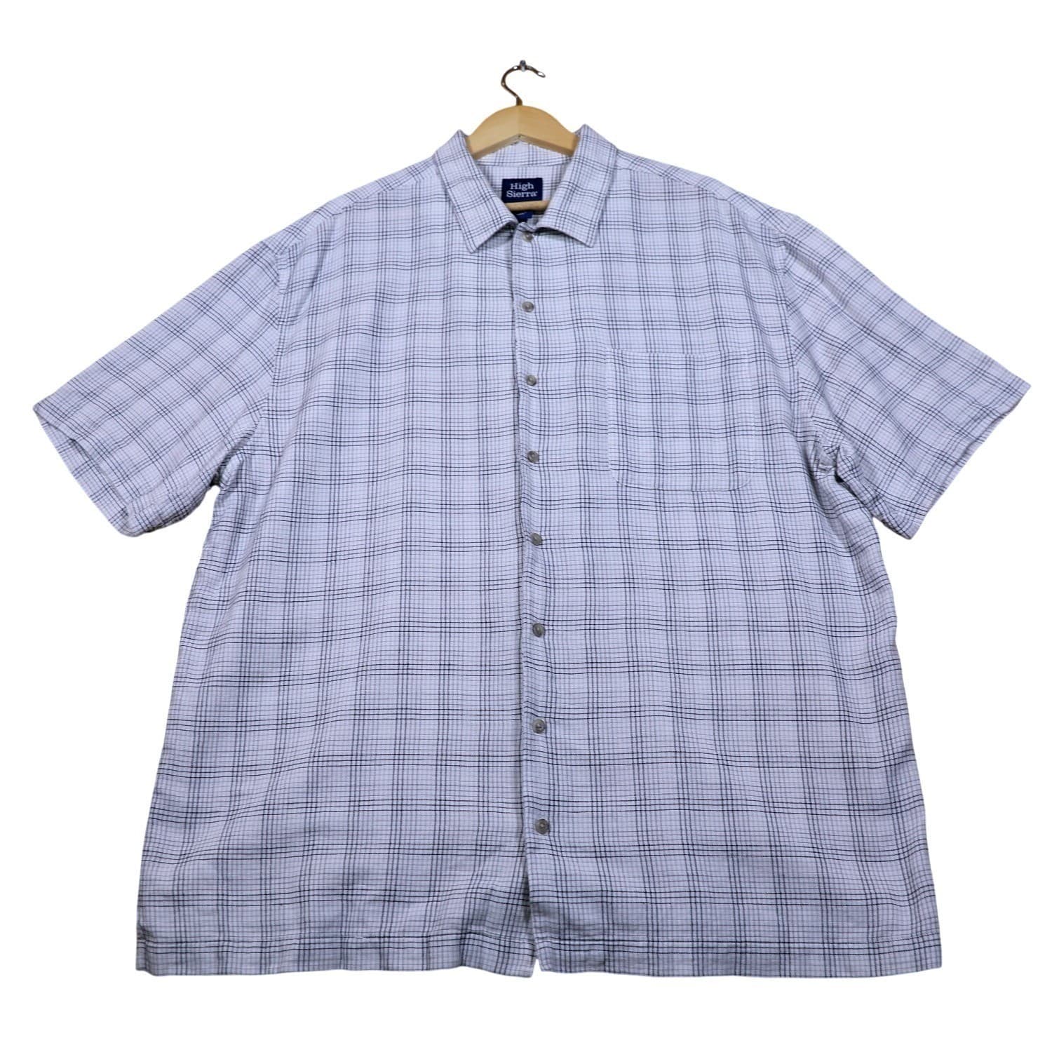High Sierra Mens Plaid Button Up Short Sleeve Shirt XL Blue White Casual - Thumbnail 5