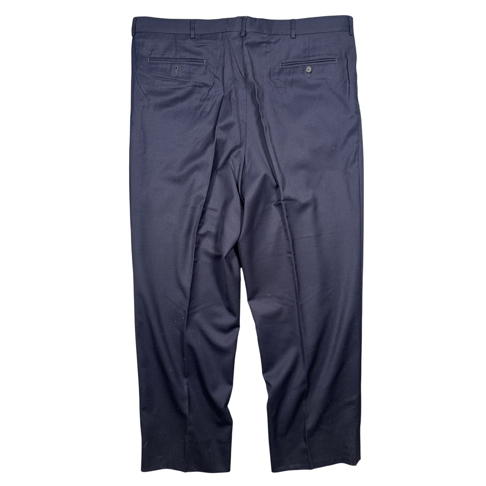 Lands' End Dress Pants Mens 44L Navy Blue Excellent 100% Wool Pleated Front - Thumbnail 3