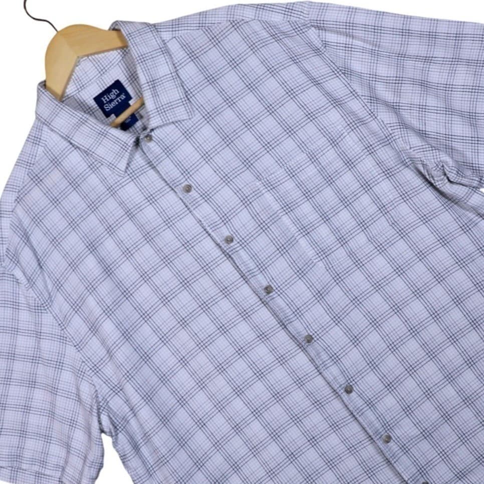 High Sierra Mens Plaid Button Up Short Sleeve Shirt XL Blue White Casual - Thumbnail 3
