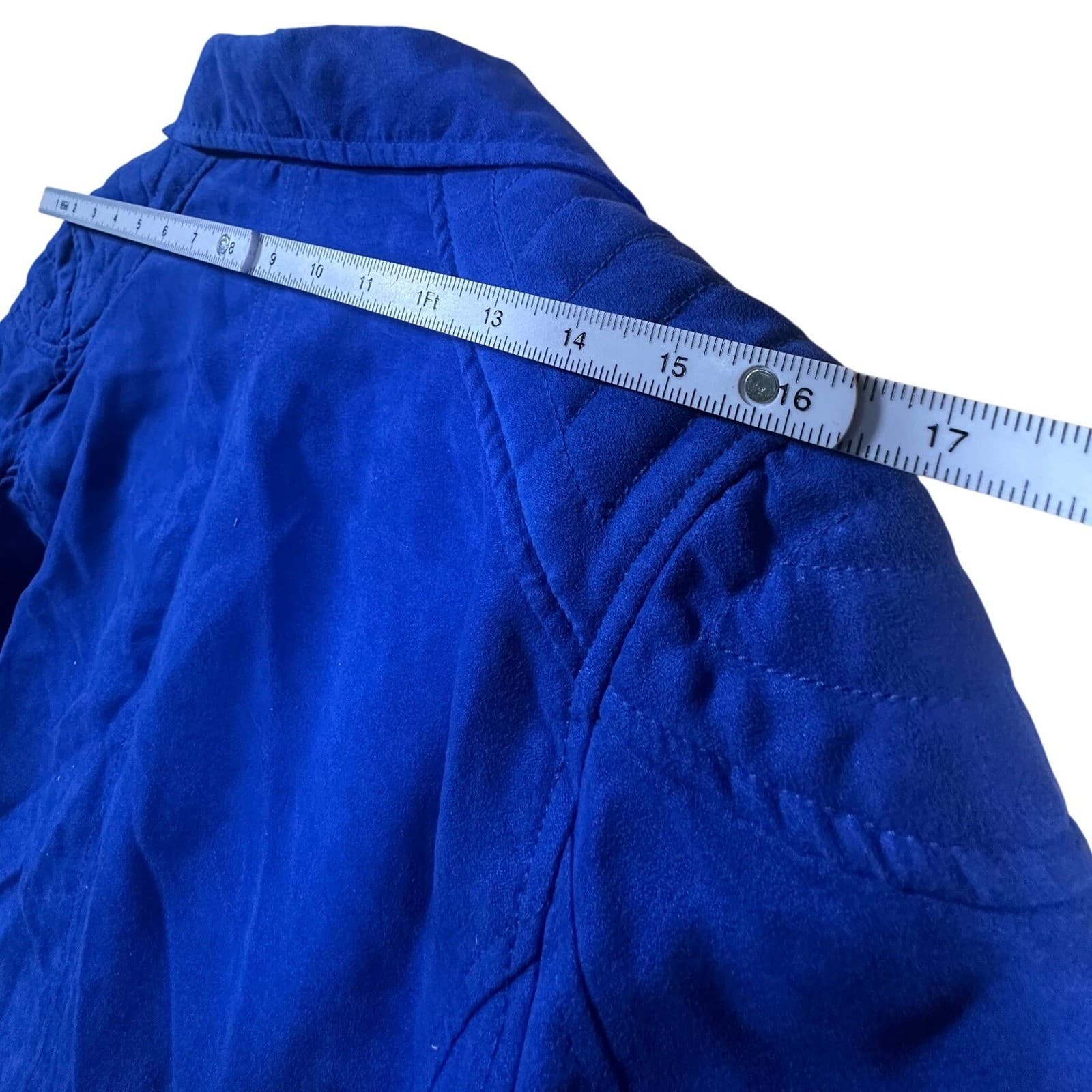 DIVIDED by H&M Blue Faux Suede Moto Jacket Women's Size 12 - Thumbnail 7