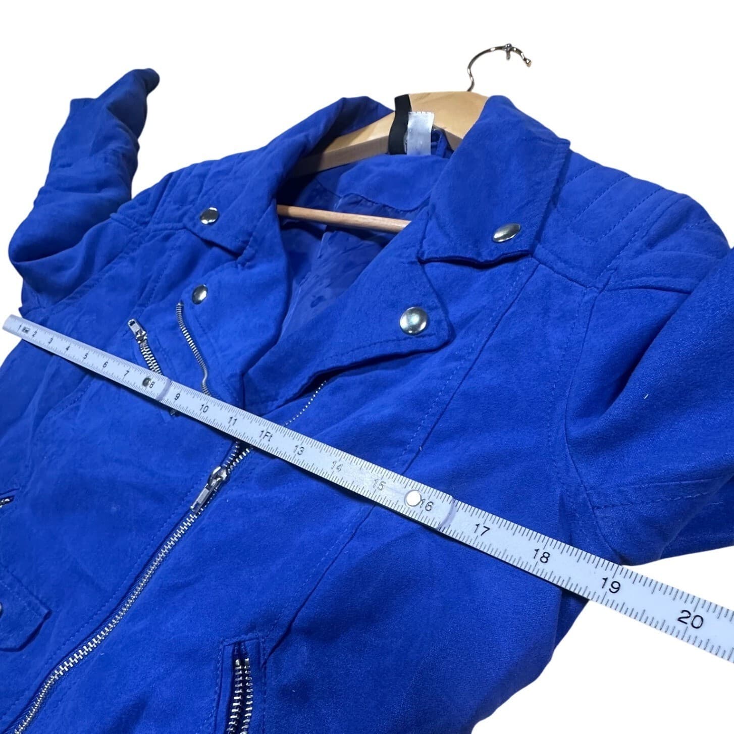 DIVIDED by H&M Blue Faux Suede Moto Jacket Women's Size 12 - Thumbnail 5