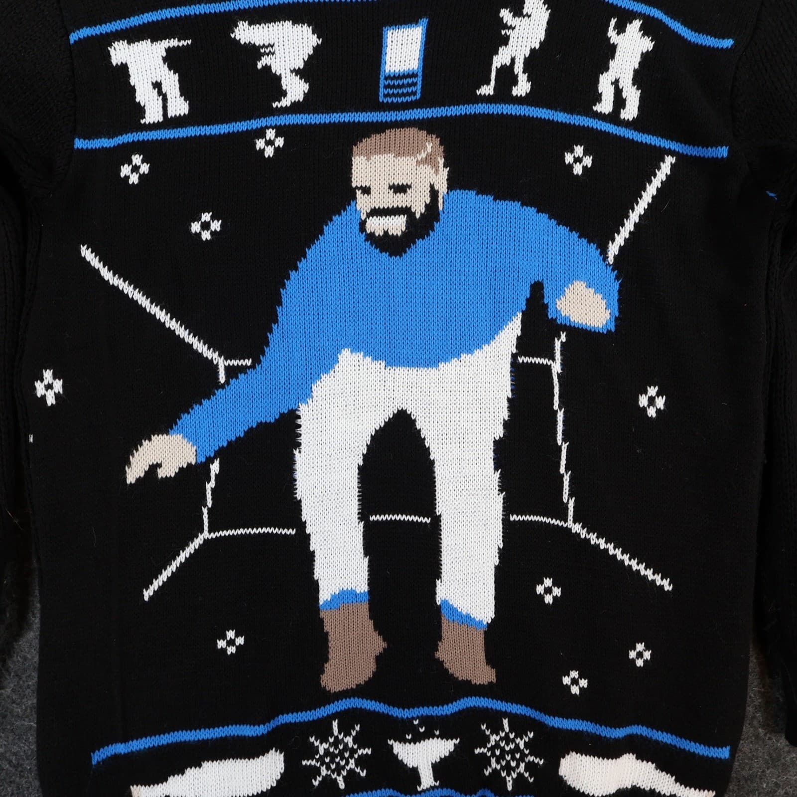 Unbranded Hotline Bling Sweater Mens Large Black Mixed Fibres Drake Ugly Holiday - Thumbnail 3