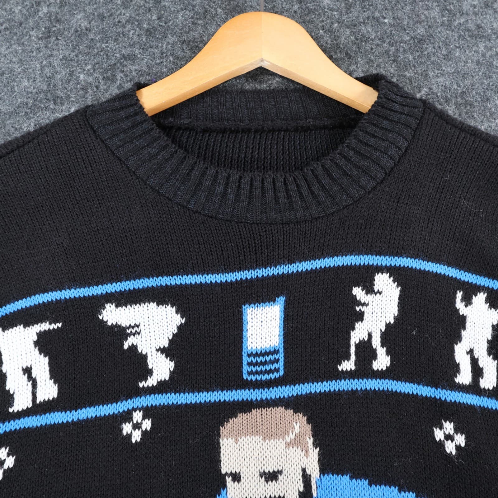 Unbranded Hotline Bling Sweater Mens Large Black Mixed Fibres Drake Ugly Holiday - Thumbnail 9