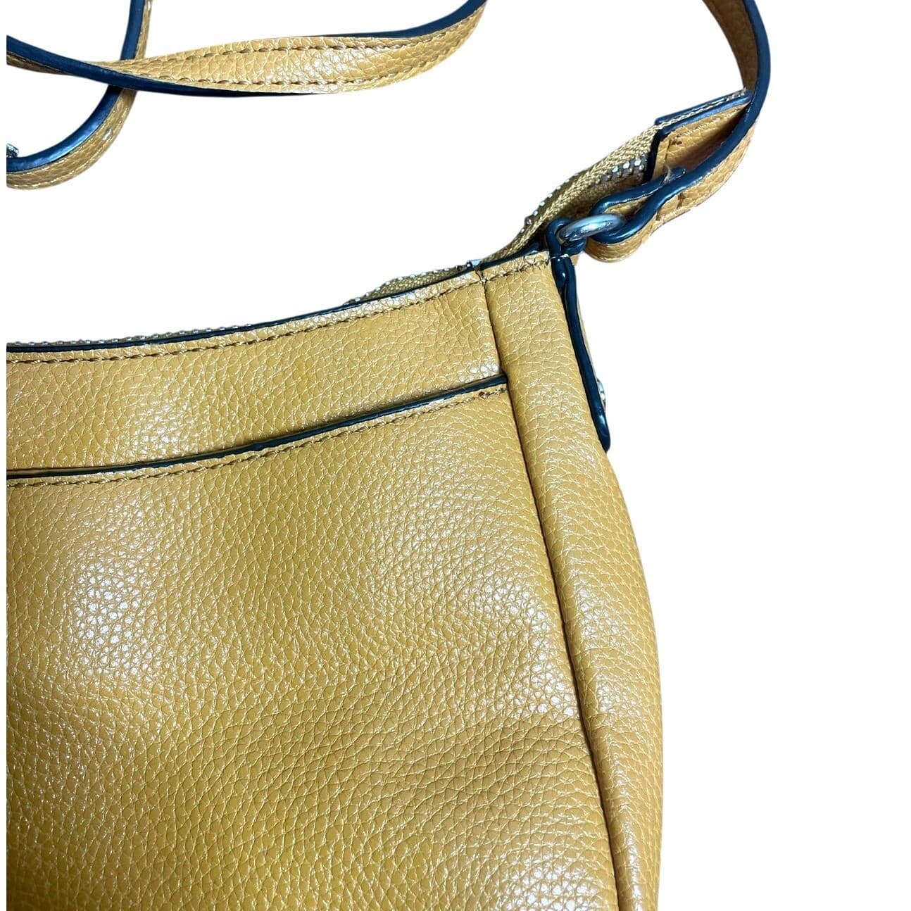 Dana Buchman Crossbody Women Small Yellow Excellent Pebbled Faux Leather - Thumbnail 4