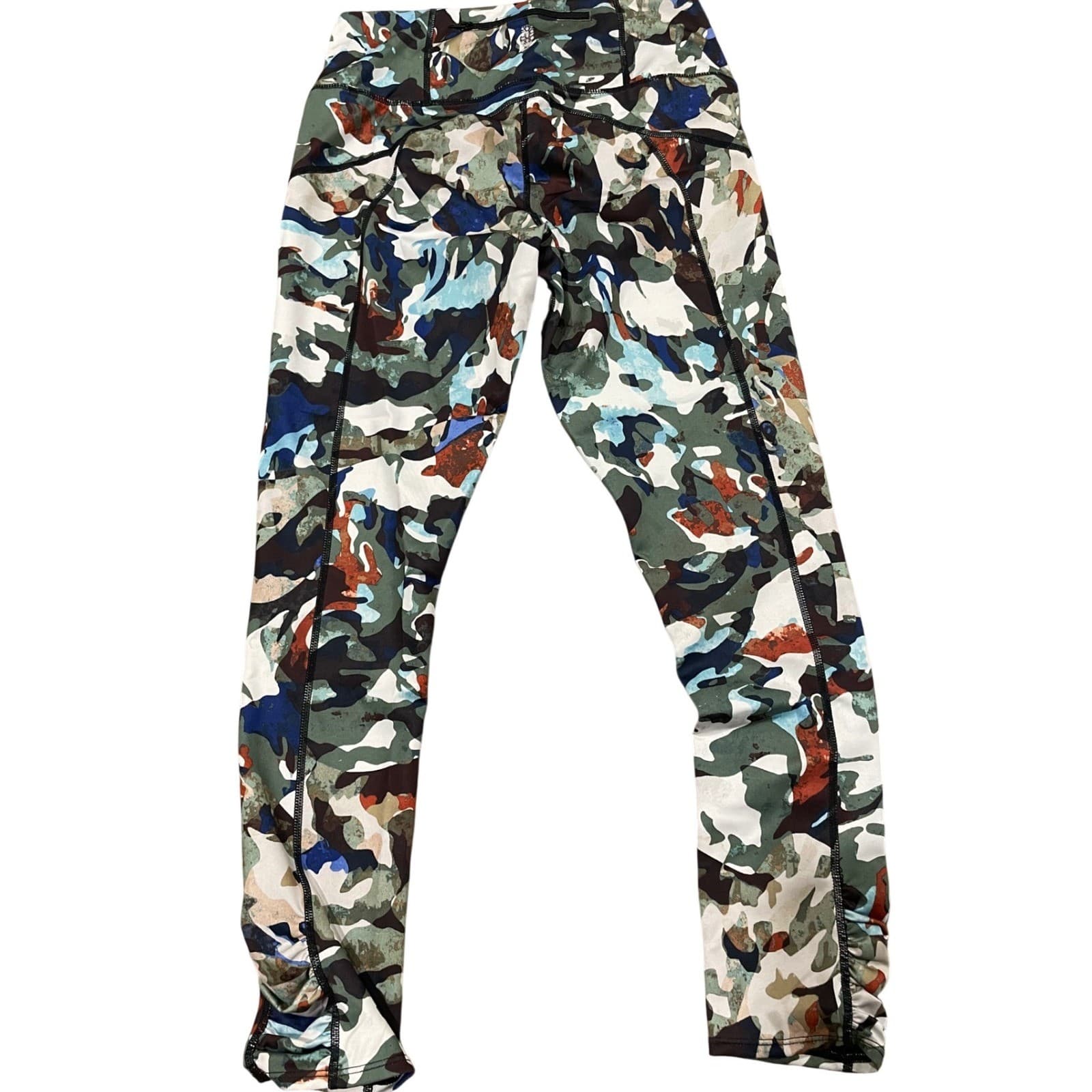 FP Movement Camo Leggings Womens Small Green Multi Ruched Ankle Pocket - Thumbnail 4