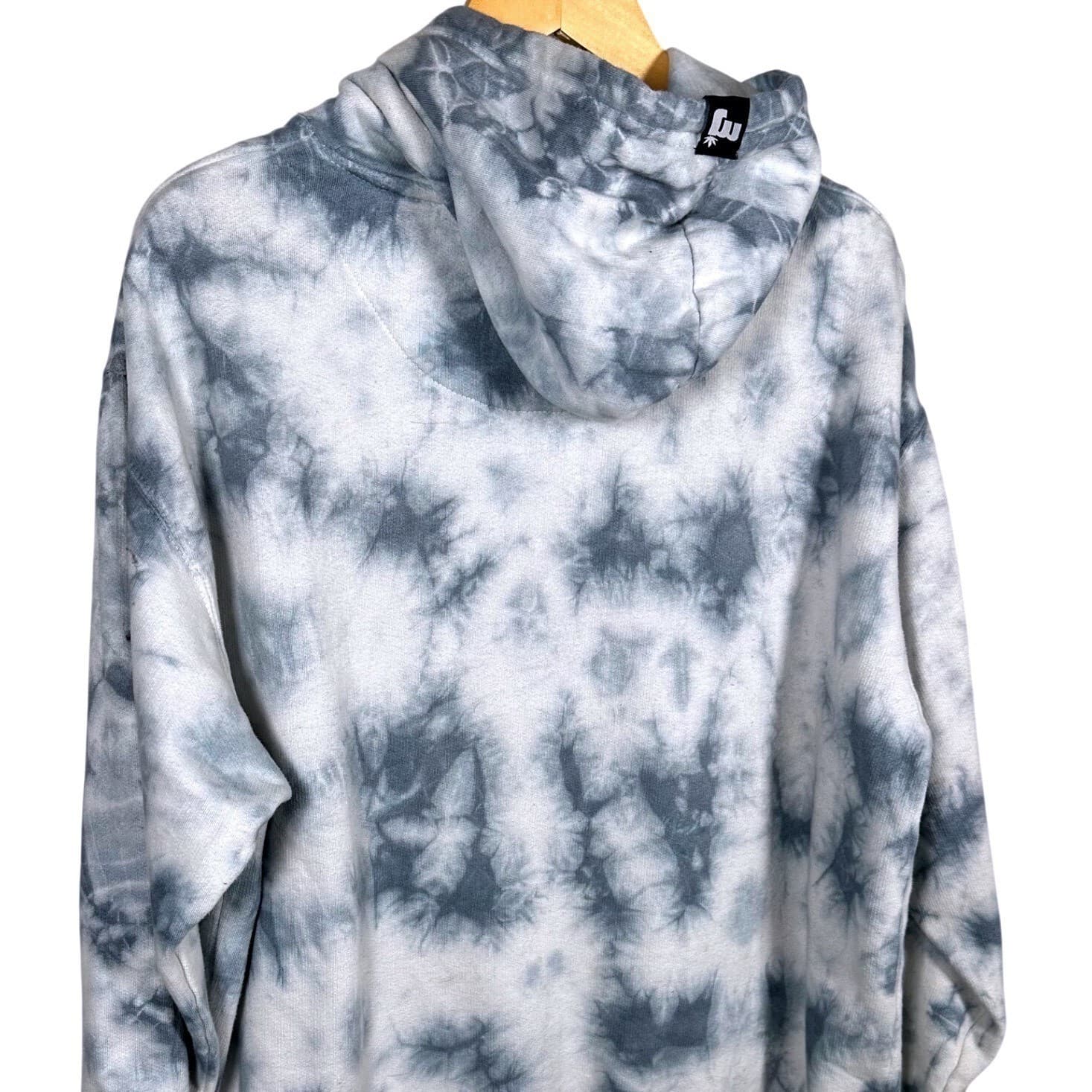 Superlit Tie Dye Hoodie Sweatshirt Pullover Gray White "Superlit" Logo Size L - Thumbnail 5