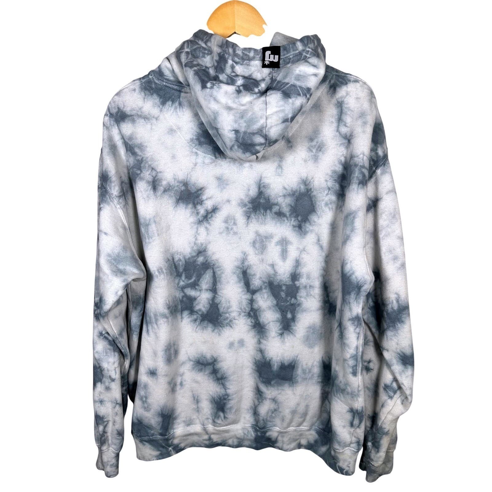 Superlit Tie Dye Hoodie Sweatshirt Pullover Gray White "Superlit" Logo Size L - Thumbnail 2