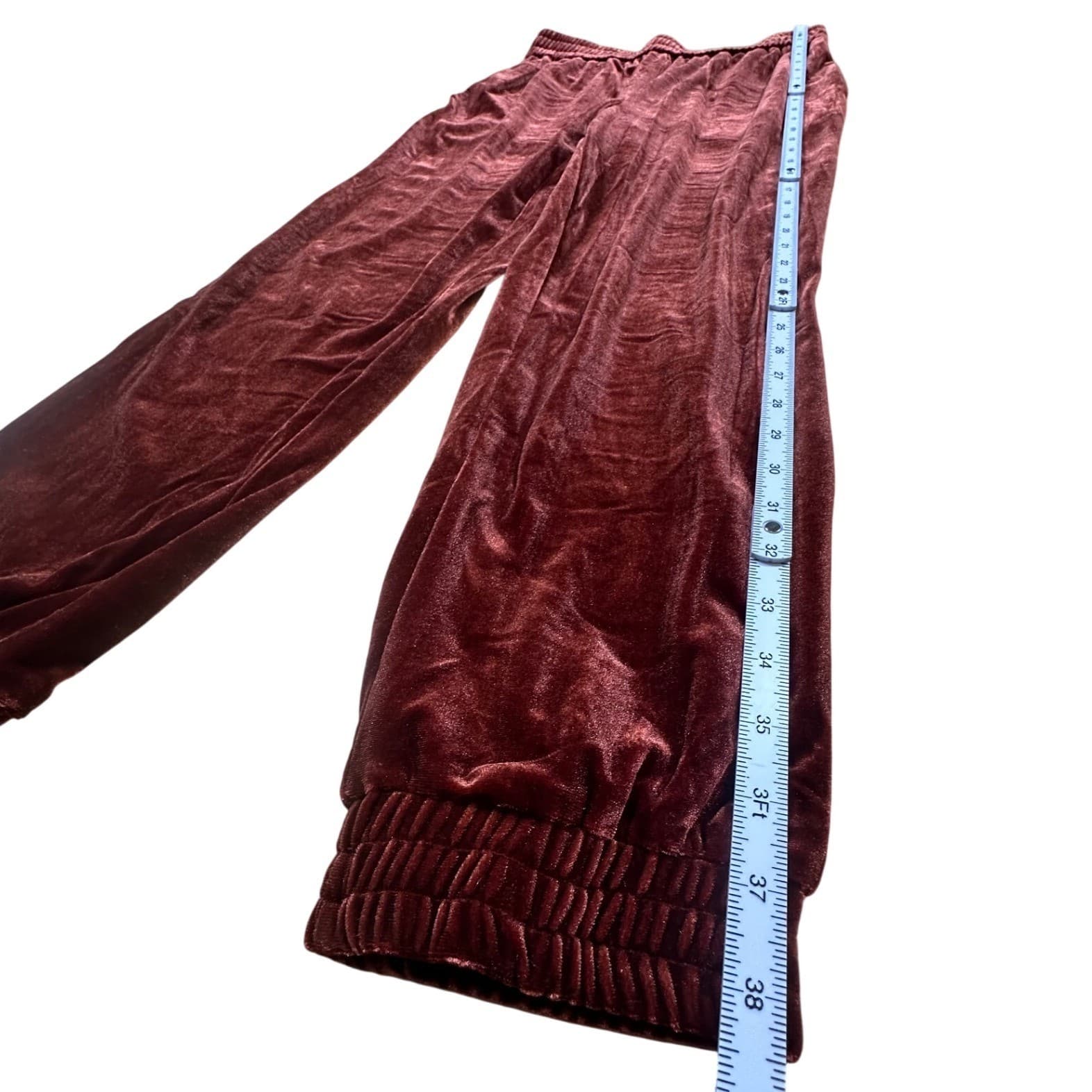 BALTIC BORN Velvet Jogger Pants Burgundy Elastic Waist Size S - Thumbnail 5