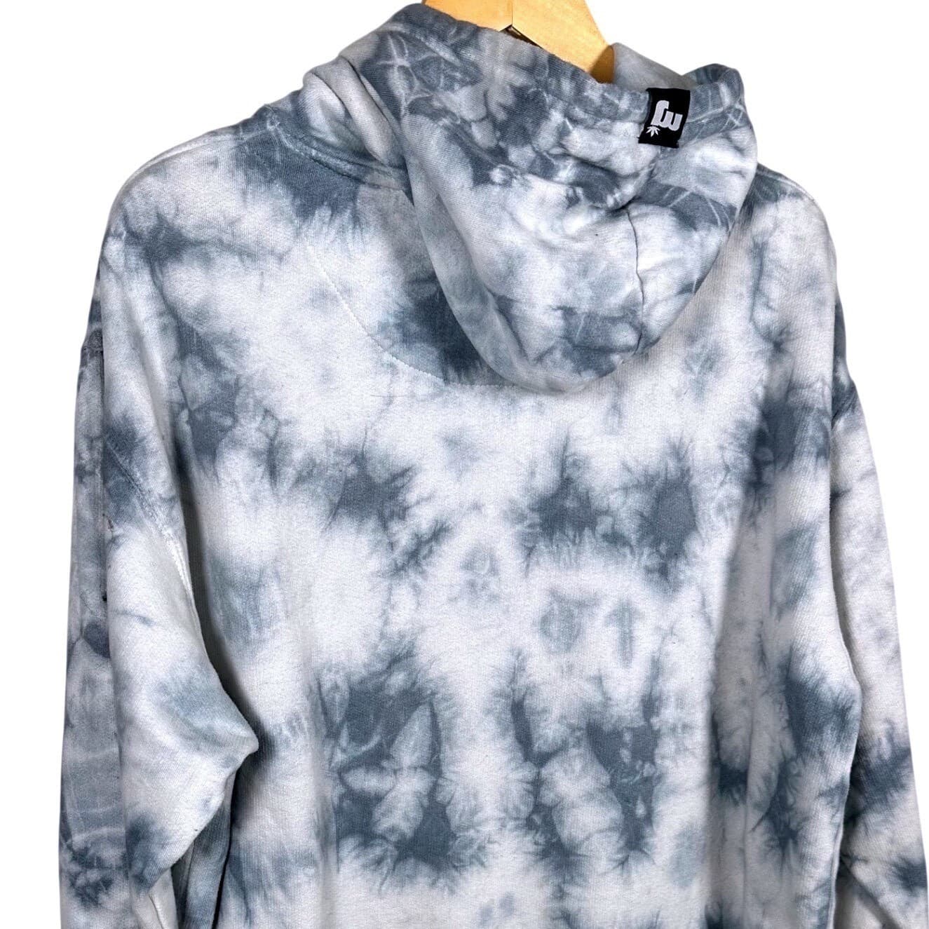 Superlit Tie Dye Hoodie Sweatshirt Pullover Gray White "Superlit" Logo Size L - Thumbnail 6