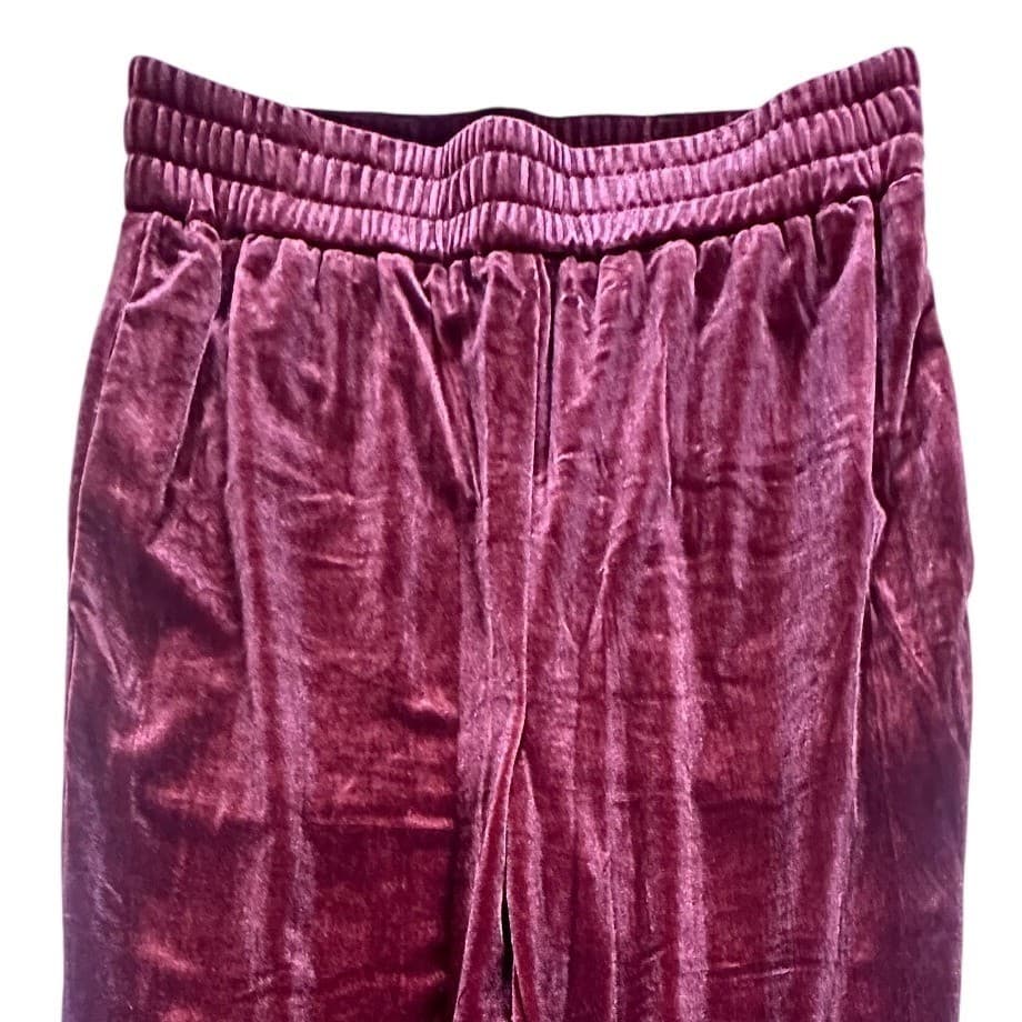 BALTIC BORN Velvet Jogger Pants Burgundy Elastic Waist Size S - Thumbnail 3