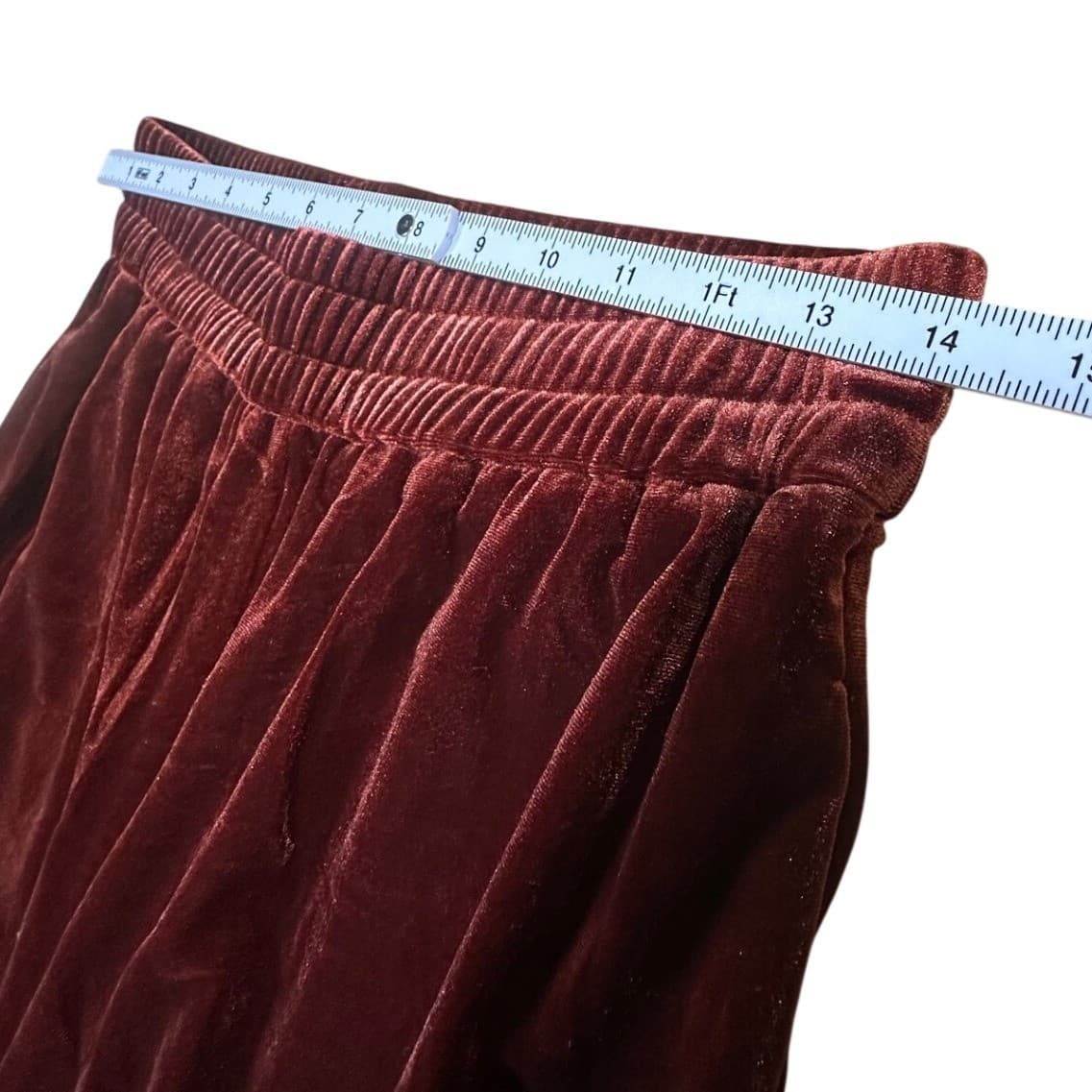 BALTIC BORN Velvet Jogger Pants Burgundy Elastic Waist Size S - Thumbnail 7