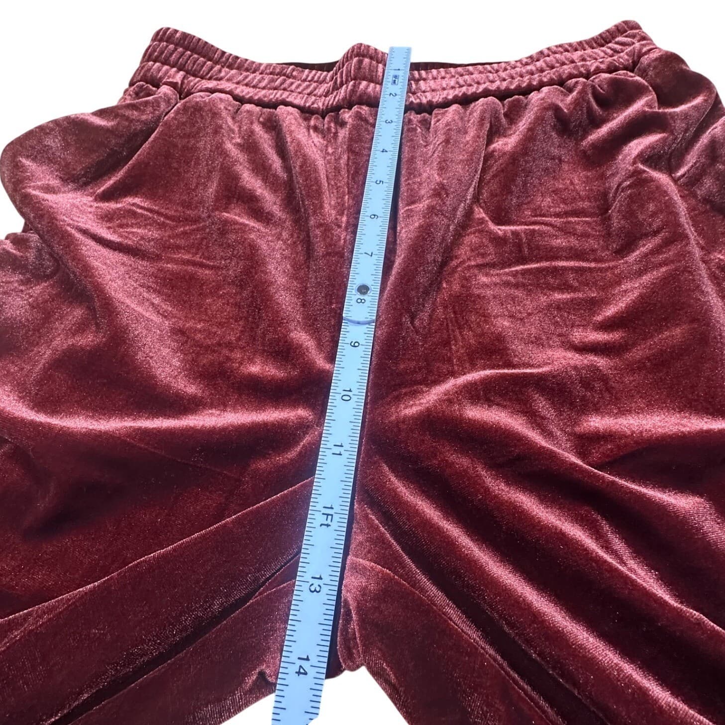 BALTIC BORN Velvet Jogger Pants Burgundy Elastic Waist Size S - Thumbnail 8
