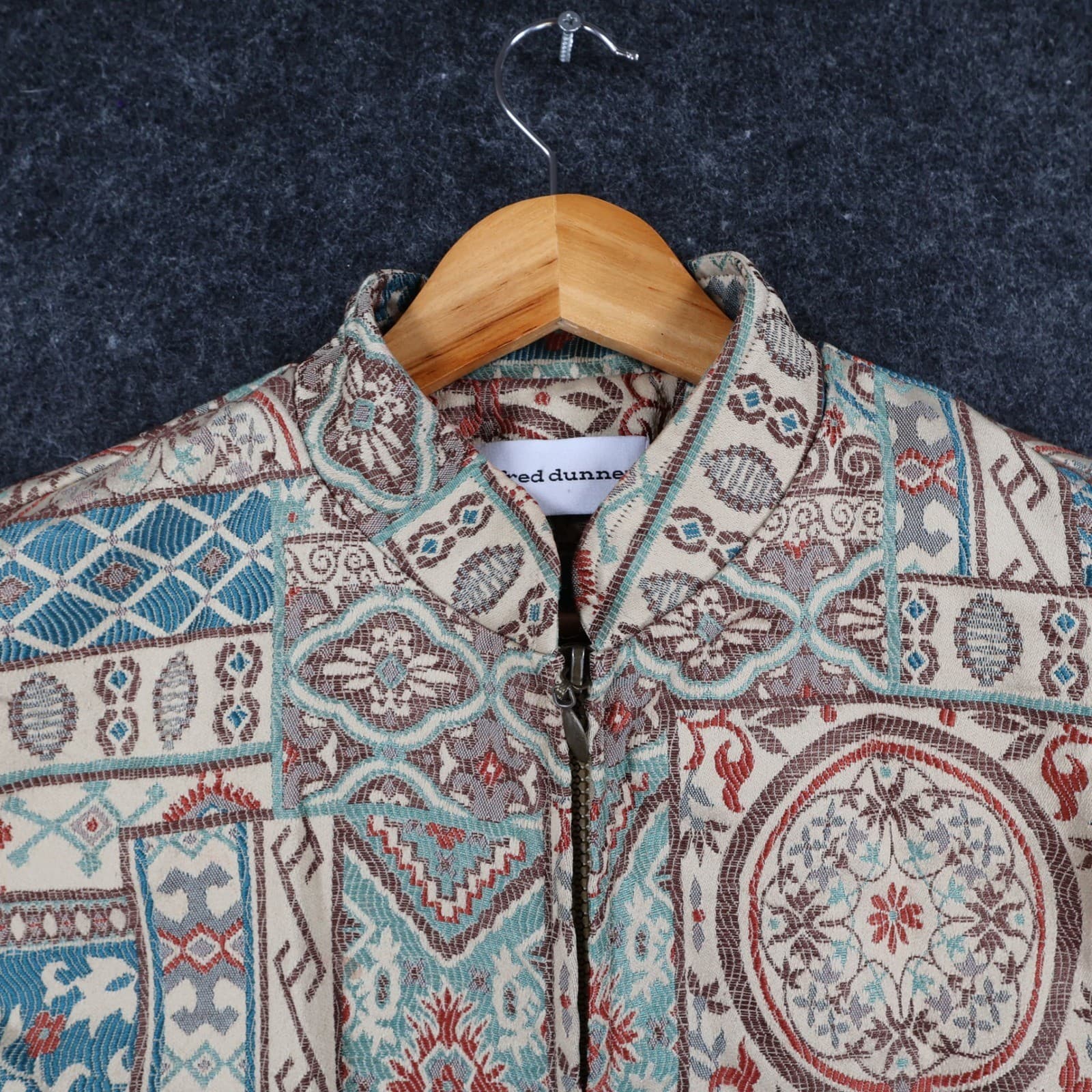 Alfred Dunner Jacket Women 8 Multicolor Polyester Rayon Tapestry Zip Up Boho - Thumbnail 9
