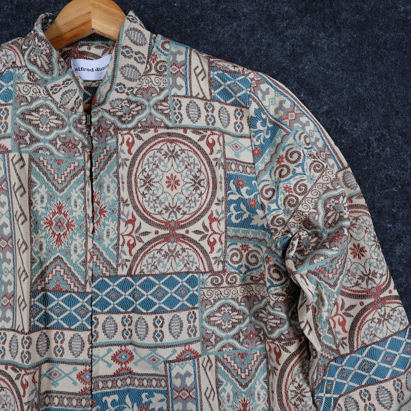 Alfred Dunner Jacket Women 8 Multicolor Polyester Rayon Tapestry Zip Up Boho - Thumbnail 10