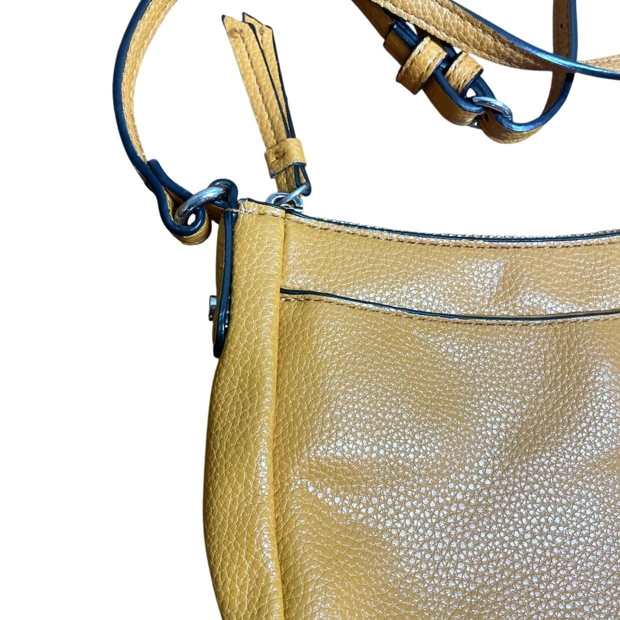 Dana Buchman Crossbody Women Small Yellow Excellent Pebbled Faux Leather - Thumbnail 3