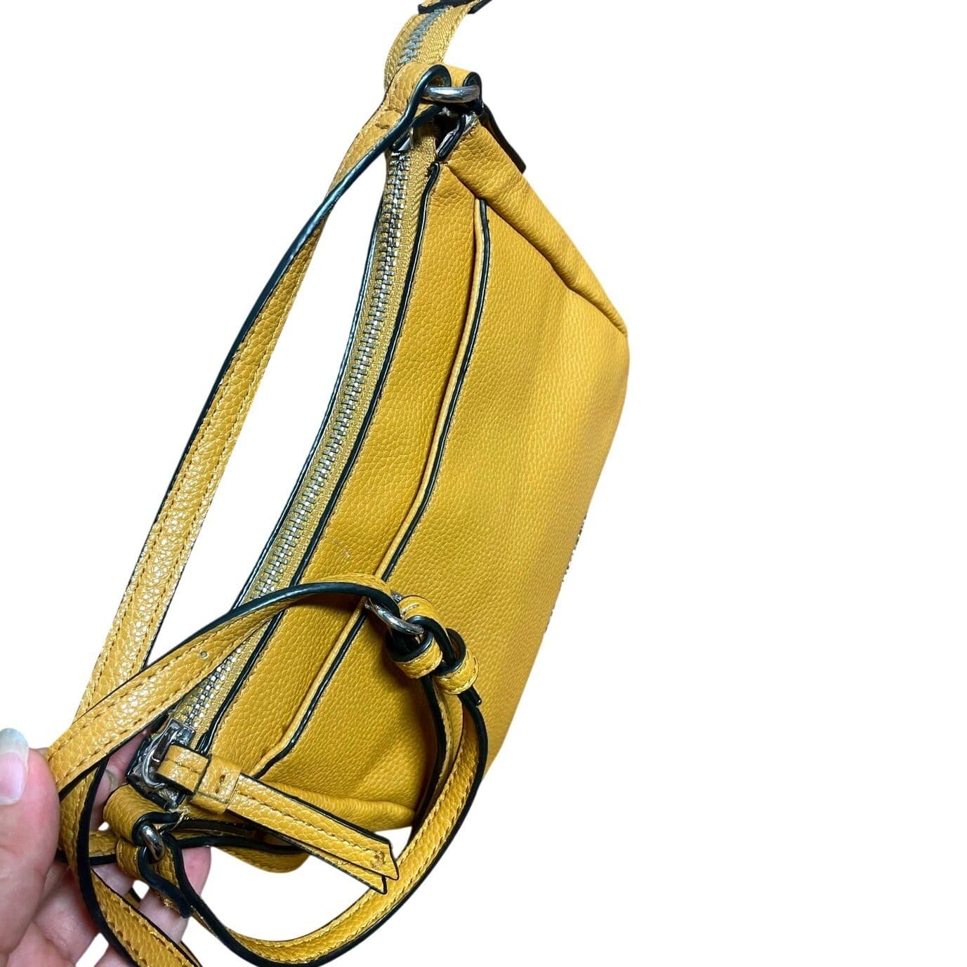 Dana Buchman Crossbody Women Small Yellow Excellent Pebbled Faux Leather - Thumbnail 7