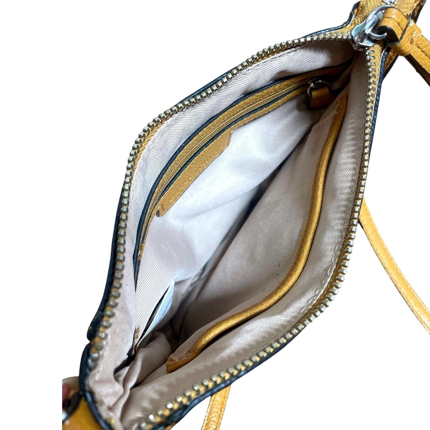 Dana Buchman Crossbody Women Small Yellow Excellent Pebbled Faux Leather - Thumbnail 6
