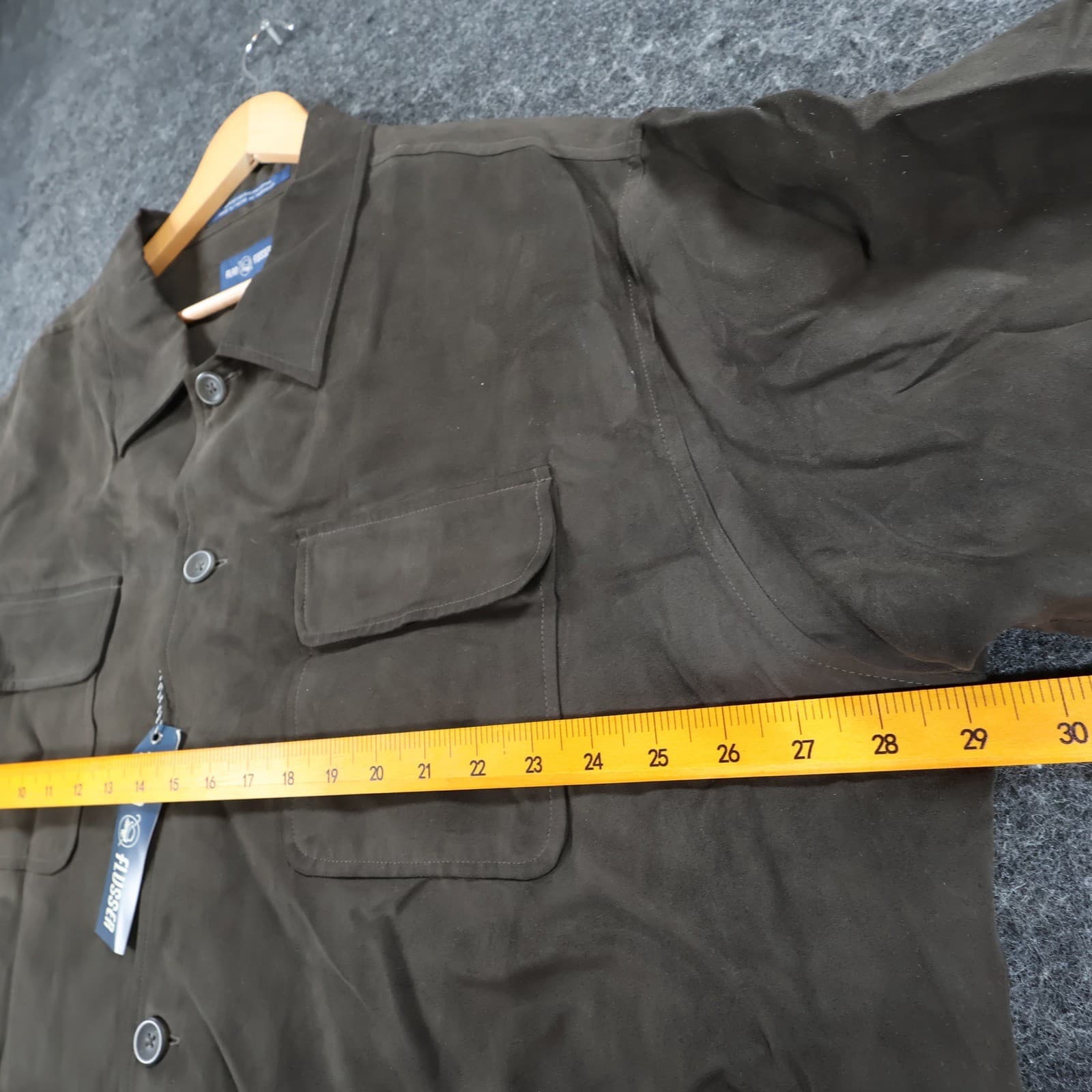 Alan Flusser Shirt Jacket Mens XXL Brown Faux Suede Button Up Overshirt New - Thumbnail 3