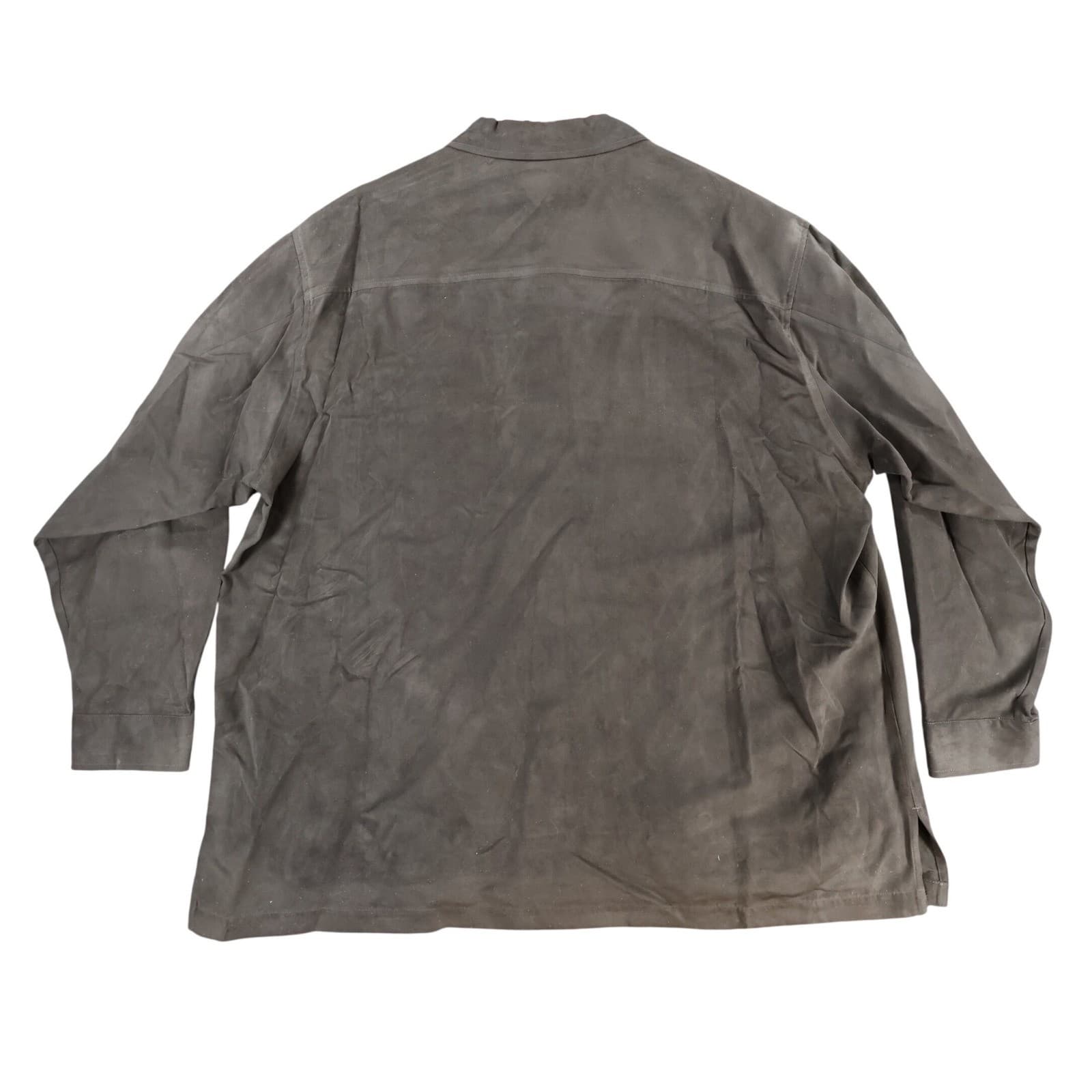 Alan Flusser Shirt Jacket Mens XXL Brown Faux Suede Button Up Overshirt New - Thumbnail 2