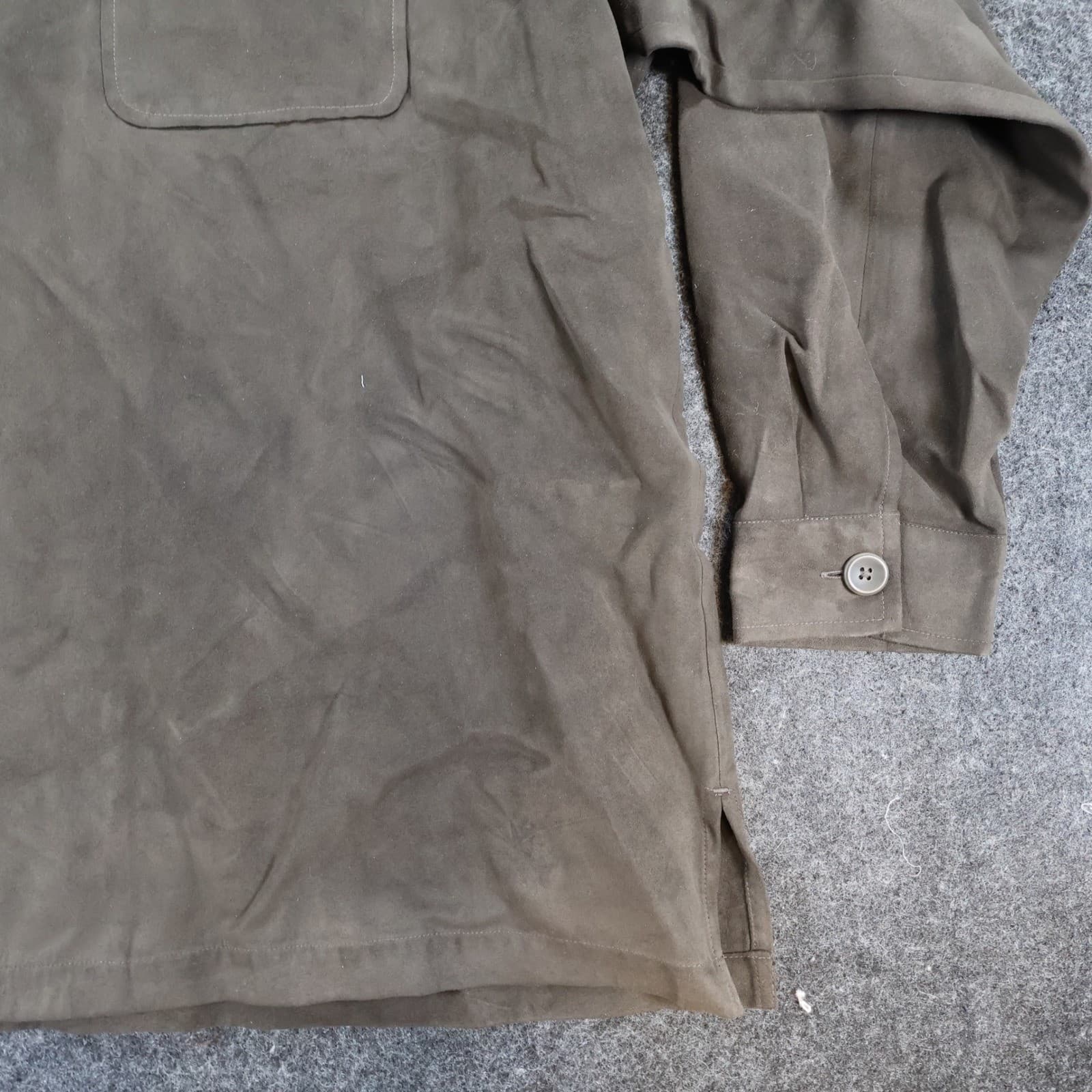 Alan Flusser Shirt Jacket Mens XXL Brown Faux Suede Button Up Overshirt New - Thumbnail 10