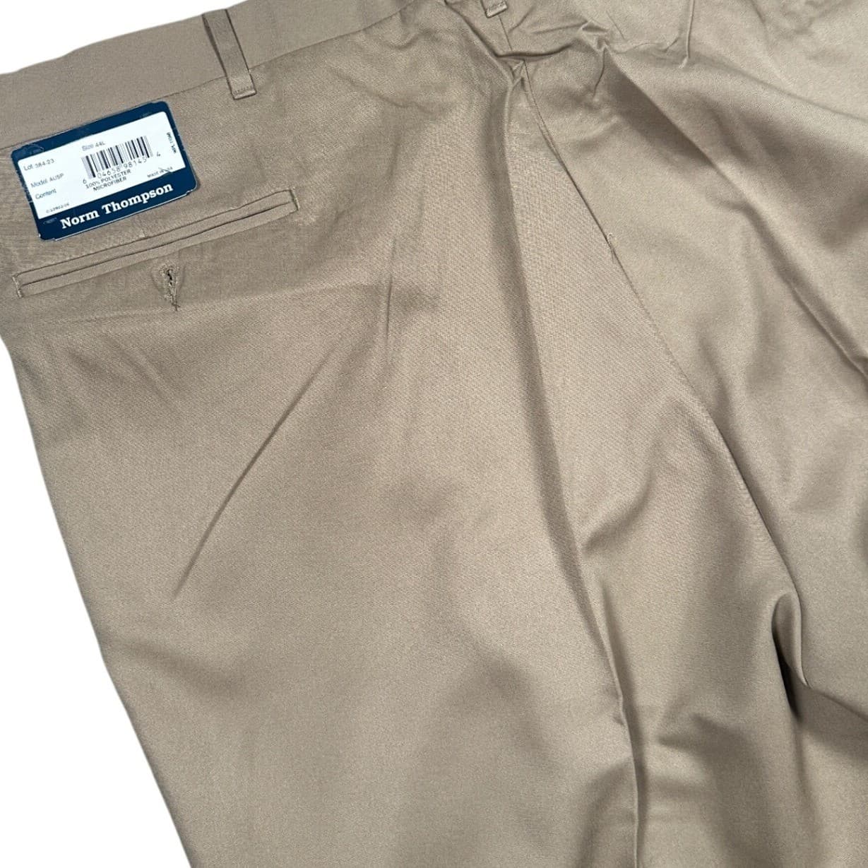 Norm Thompson Pleated Dress Pants Mens 44L Tan New Microfiber AUSP Made in USA - Thumbnail 7