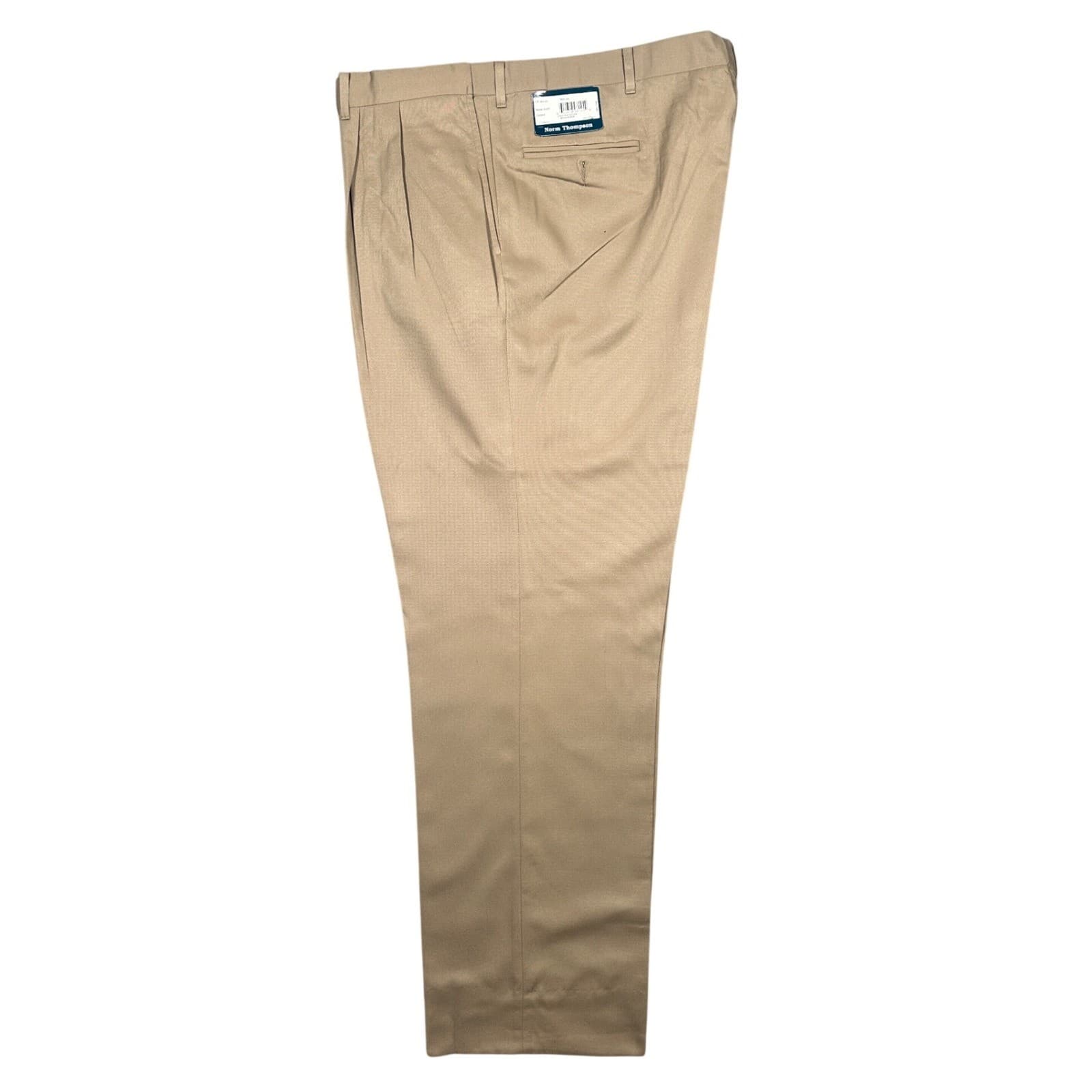 Norm Thompson Pleated Dress Pants Mens 44L Tan New Microfiber AUSP Made in USA - Thumbnail 2