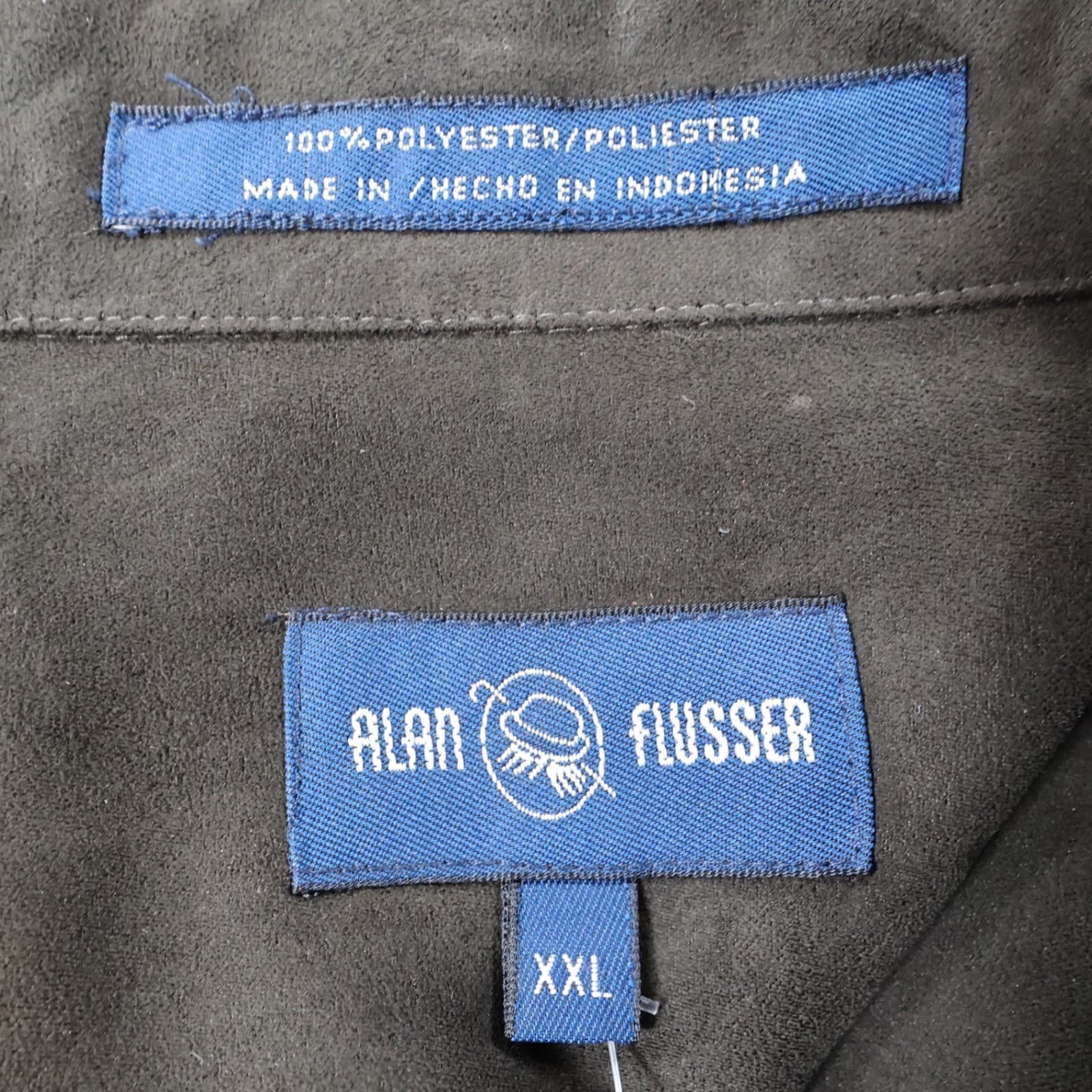 Alan Flusser Shirt Jacket Mens XXL Brown Faux Suede Button Up Overshirt New - Thumbnail 7