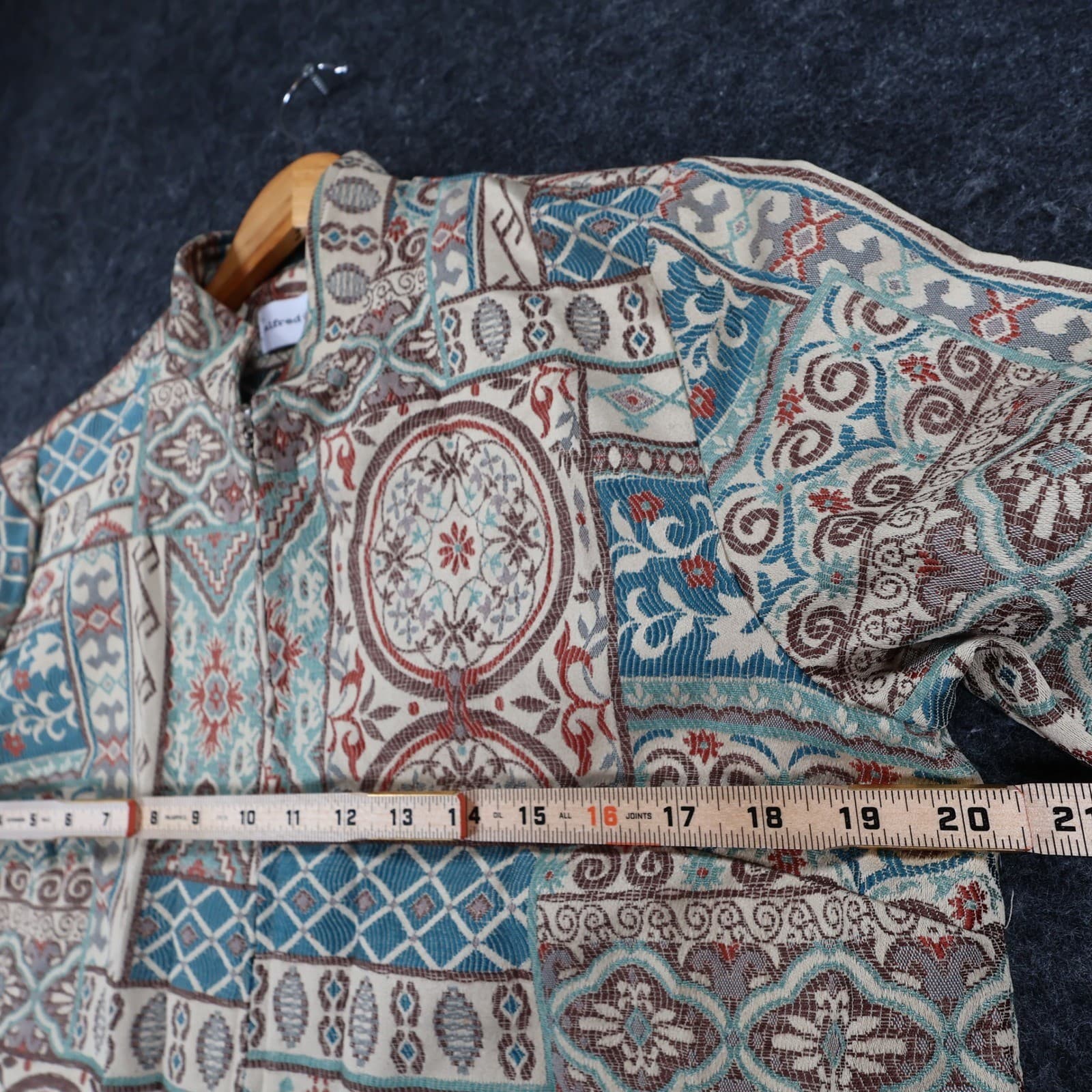 Alfred Dunner Jacket Women 8 Multicolor Polyester Rayon Tapestry Zip Up Boho - Thumbnail 4