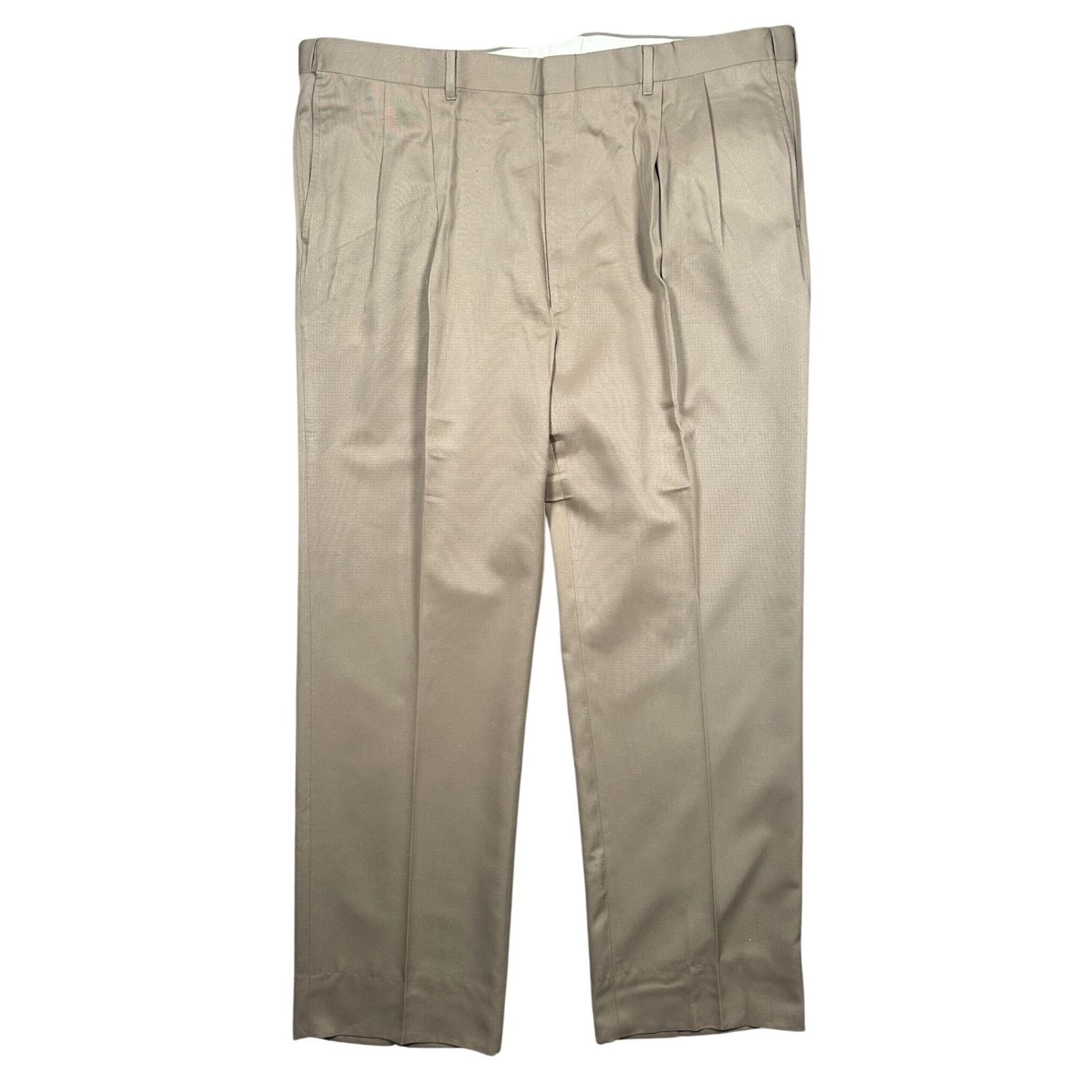Norm Thompson Pleated Dress Pants Mens 44L Tan New Microfiber AUSP Made in USA - Thumbnail 4
