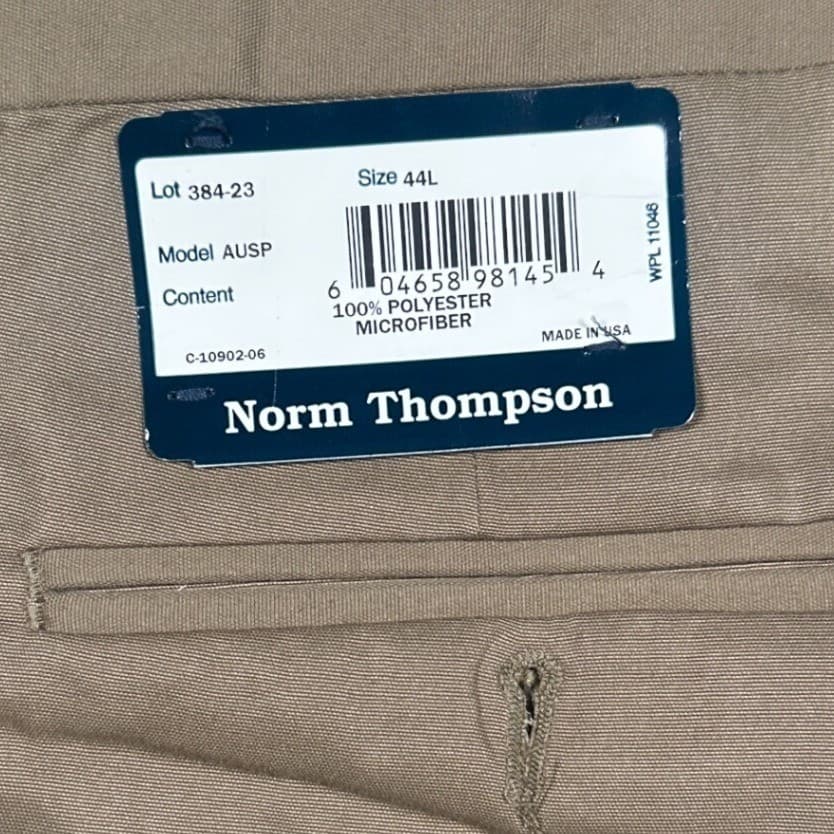 Norm Thompson Pleated Dress Pants Mens 44L Tan New Microfiber AUSP Made in USA - Thumbnail 8