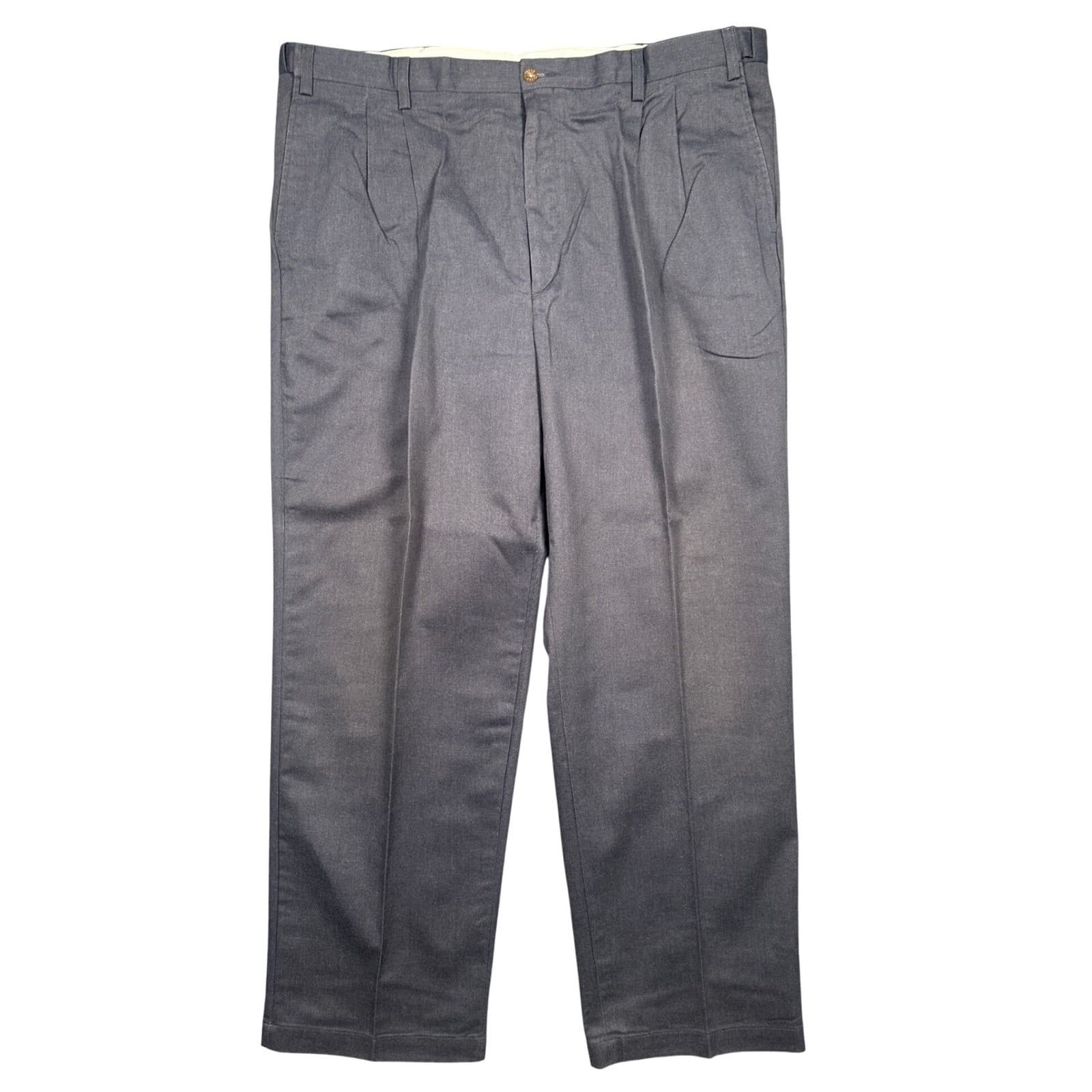 Farah Pleated Dress Pants Mens 44W x 32L Gray Excellent Cotton Blend Trousers - Thumbnail 4
