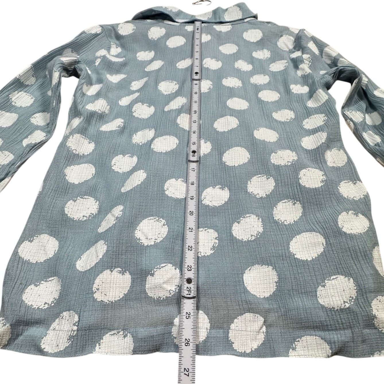 Ali Miles Women's Polka Dot Long Sleeve Collared Button Up Shirt Size S - Thumbnail 7