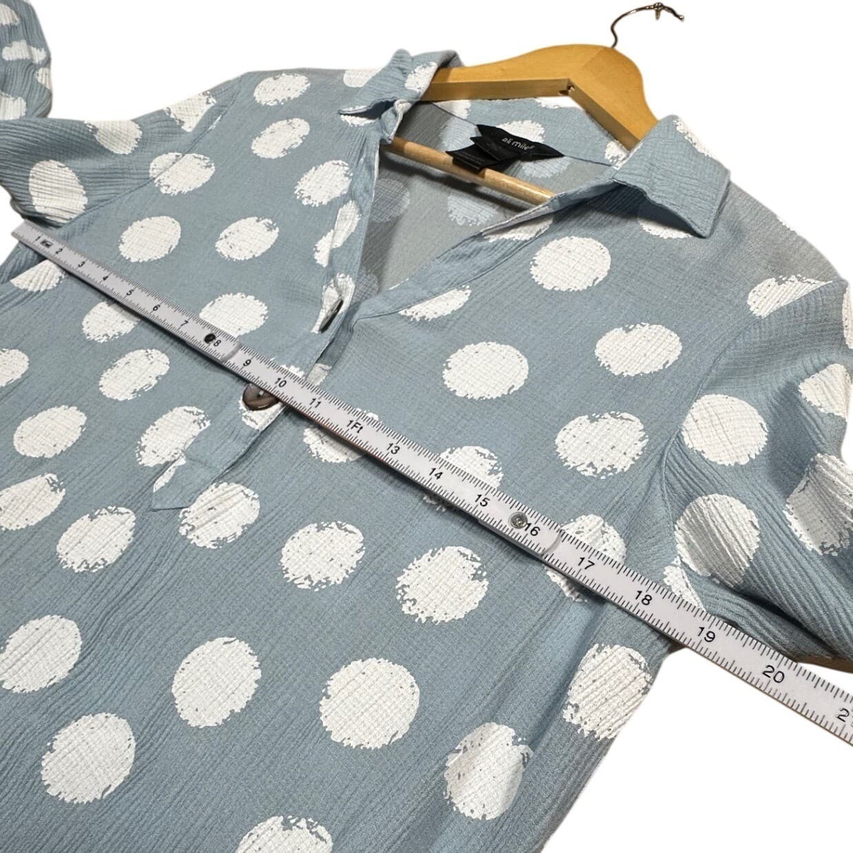 Ali Miles Women's Polka Dot Long Sleeve Collared Button Up Shirt Size S - Thumbnail 5