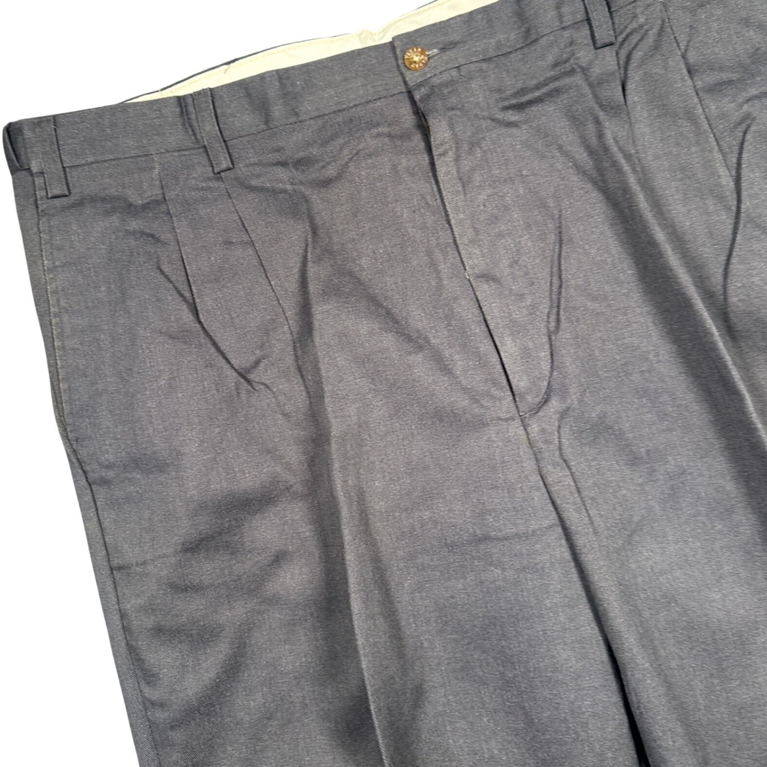 Farah Pleated Dress Pants Mens 44W x 32L Gray Excellent Cotton Blend Trousers - Thumbnail 6