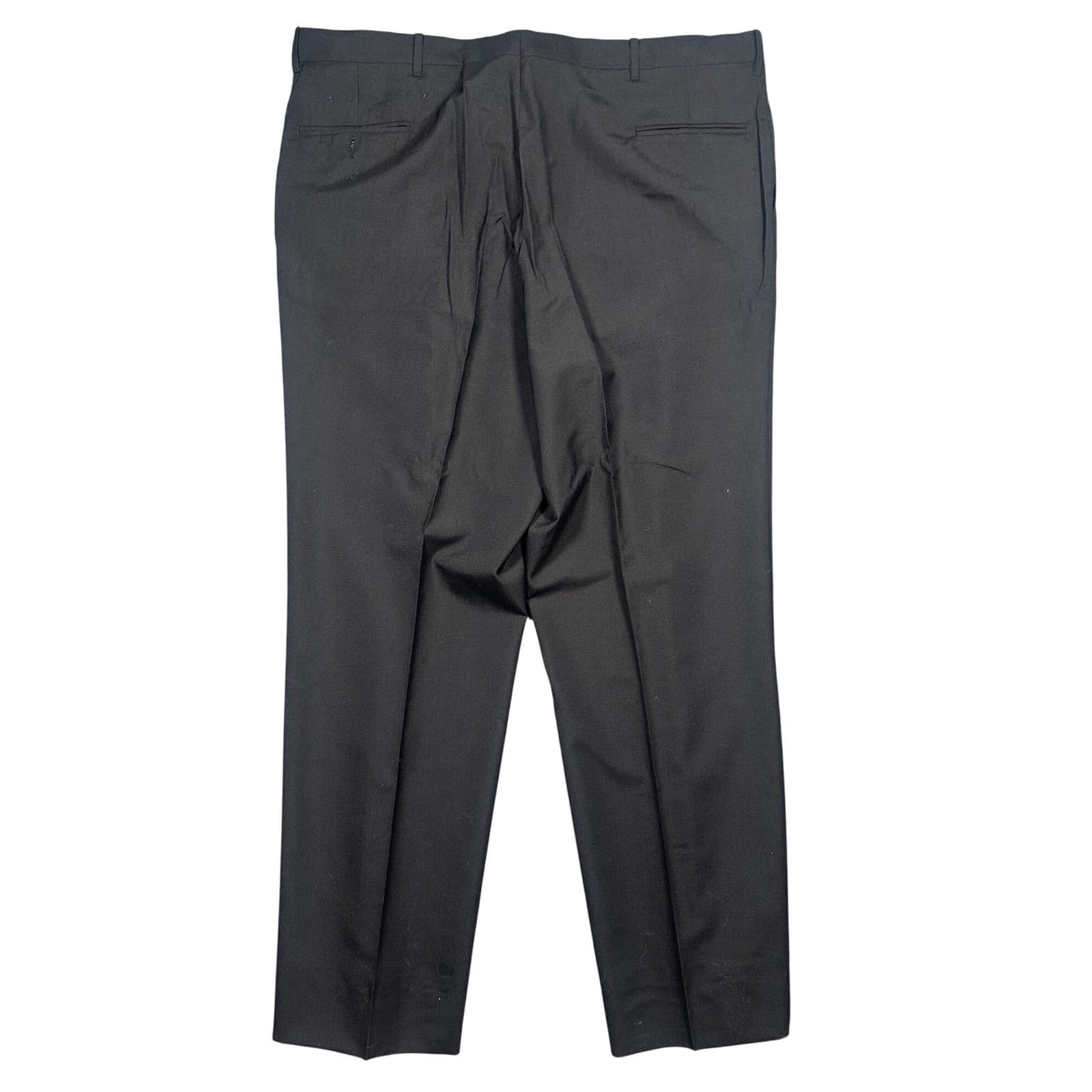 Norm Thompson Pleated Dress Pants Mens 44 Long Black Worsted Wool Blend - Thumbnail 3