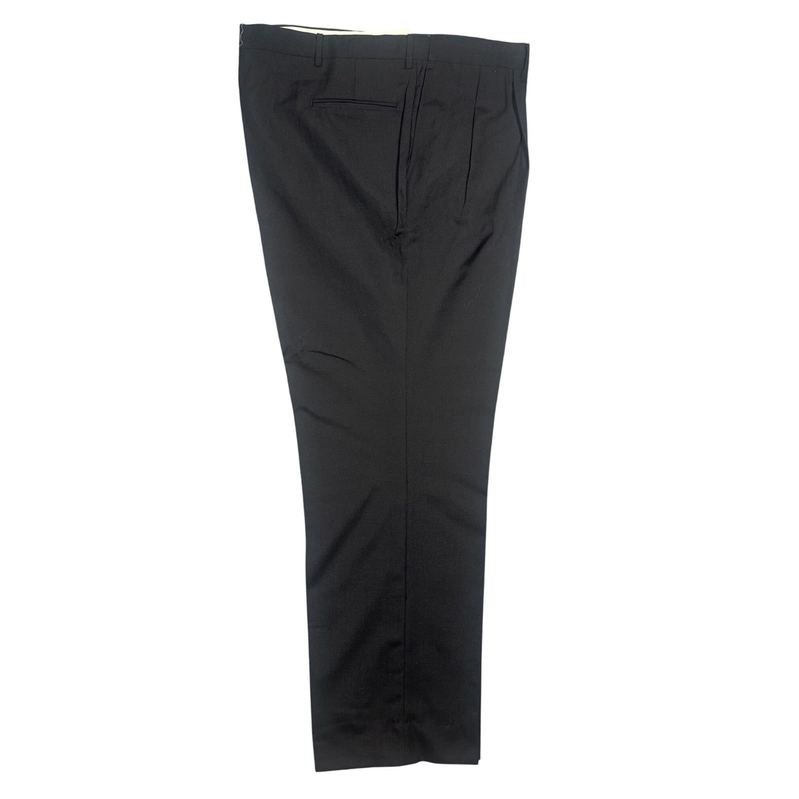 Norm Thompson Pleated Dress Pants Mens 44 Long Black Worsted Wool Blend - Thumbnail 4