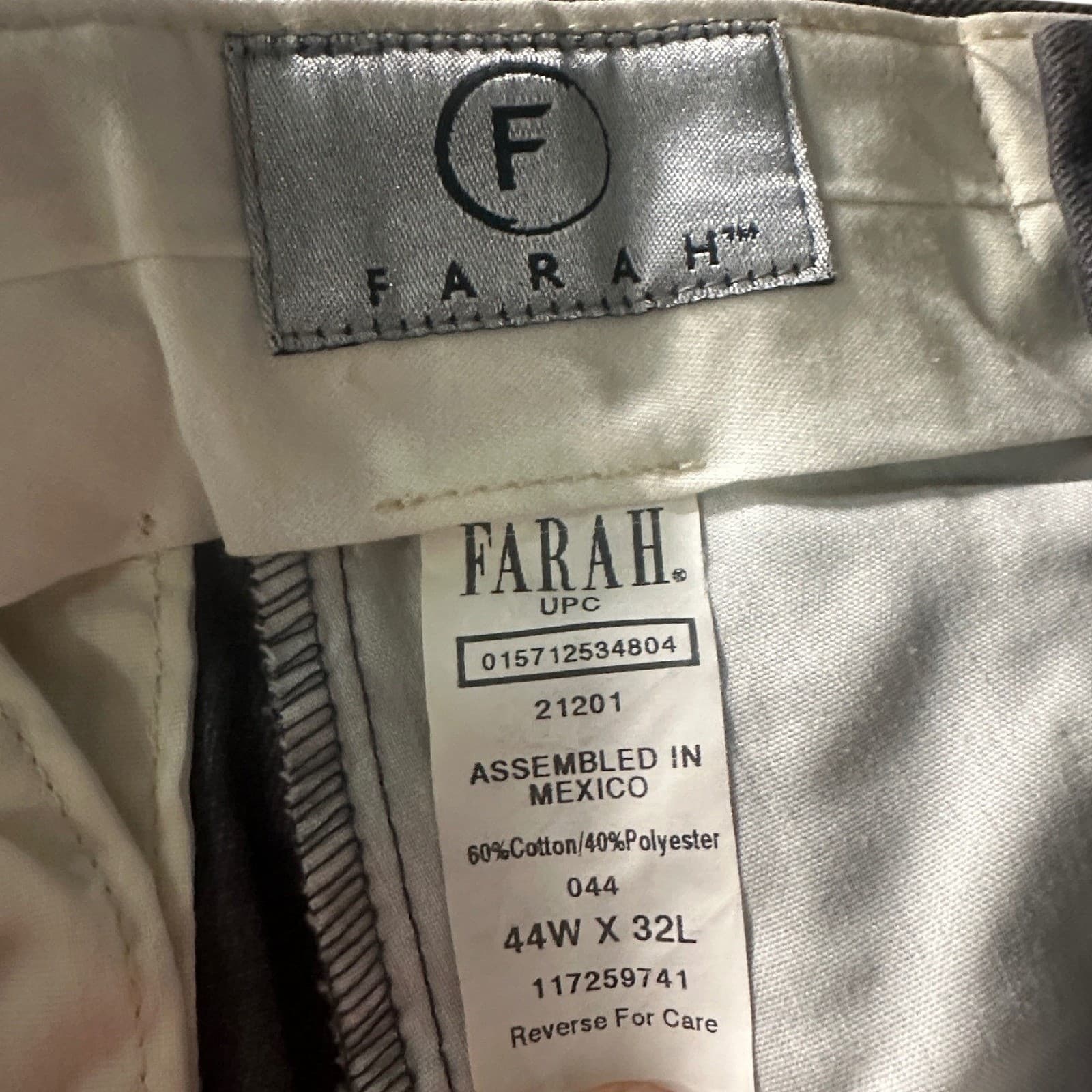 Farah Pleated Dress Pants Mens 44W x 32L Gray Excellent Cotton Blend Trousers - Thumbnail 8